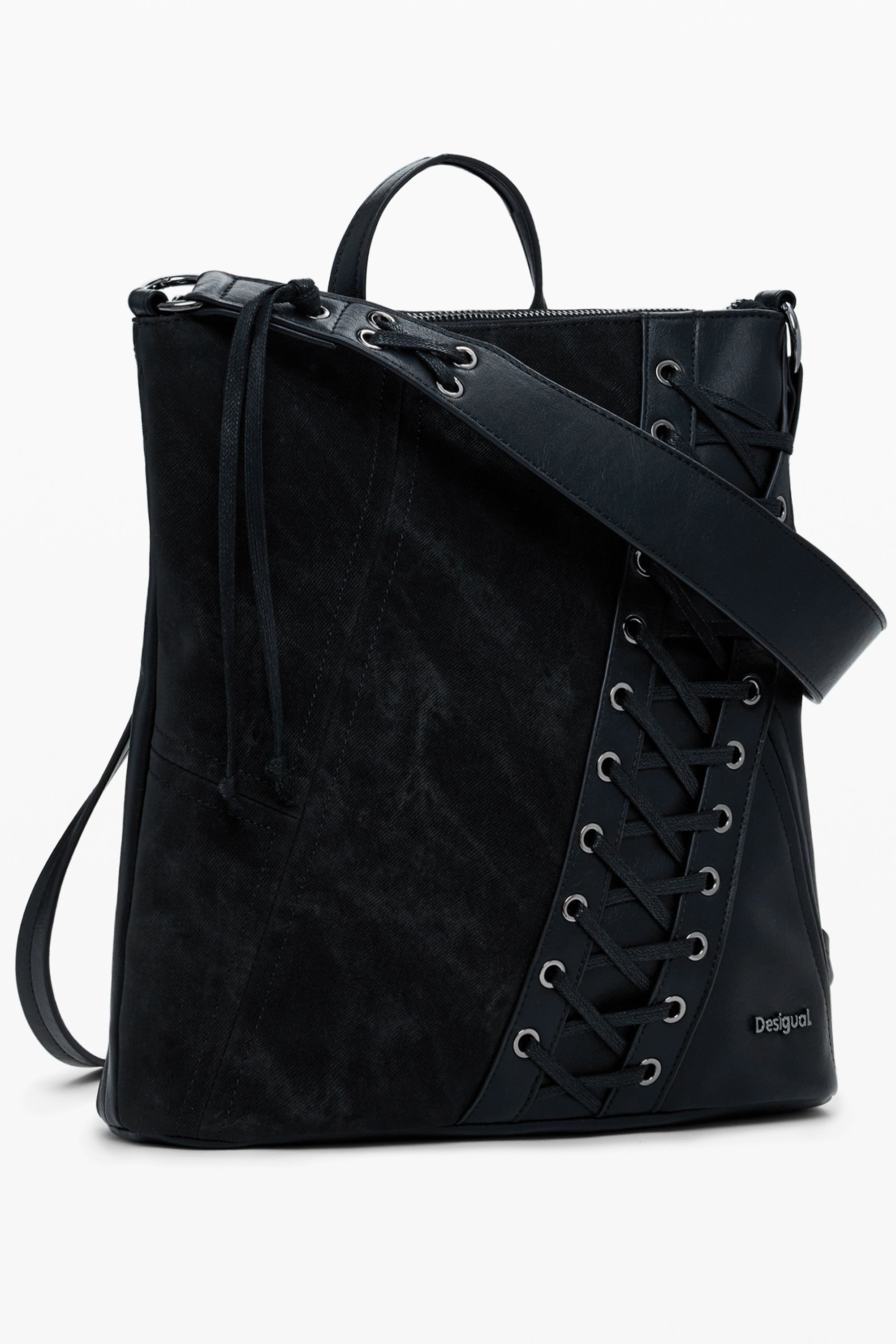 DESIGUAL Damen Rucksack Schwarz – Stilvoller Mini Rucksack für Herbst & Winter Schwarz