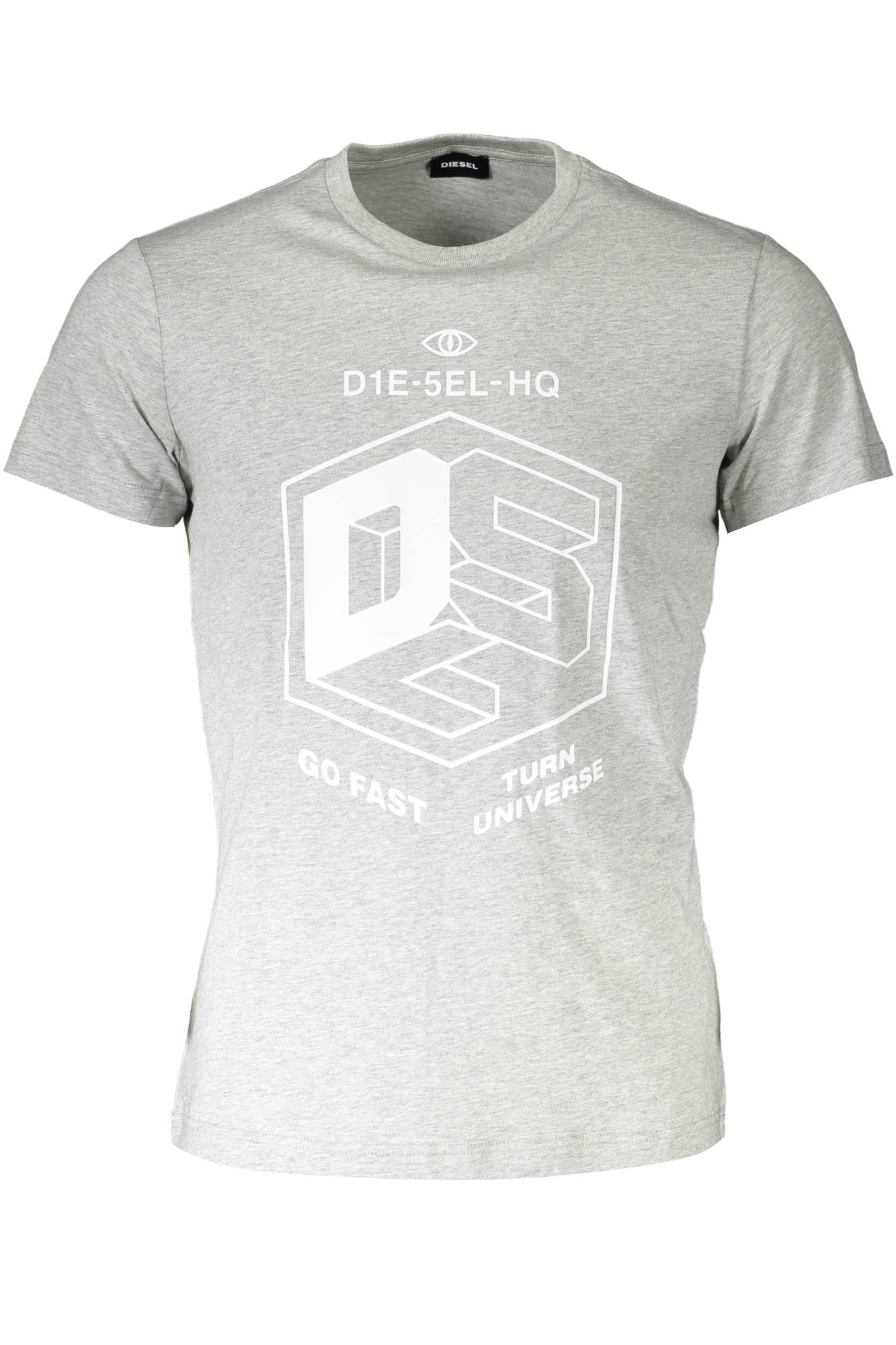 DIESEL Kurzarm-T-Shirt Herren Grau – Logo-Applikation aus Baumwolle Grau
