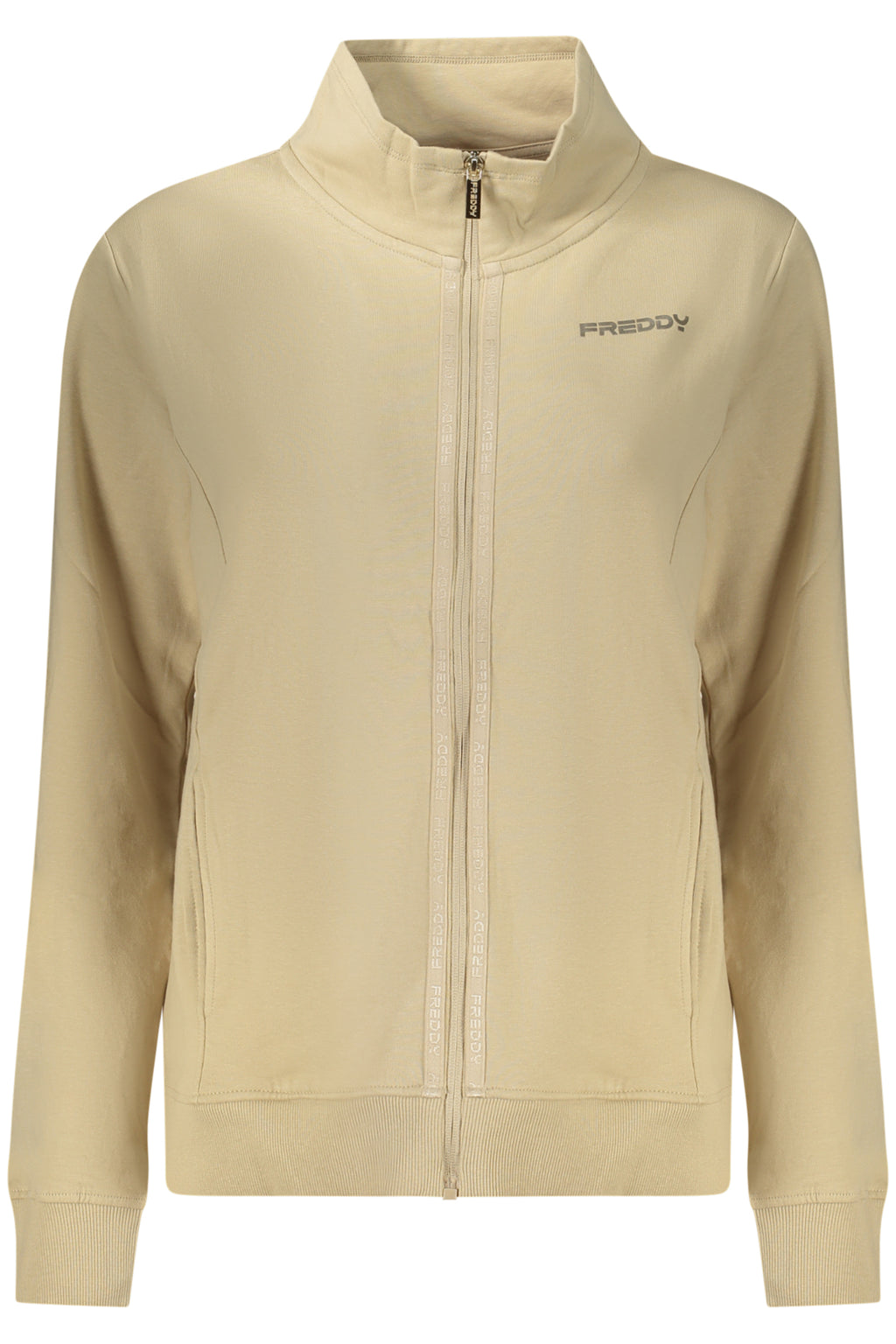 FREDDY BEIGE DAMEN-SWEATSHIRT MIT REISSVERSCHLUSS