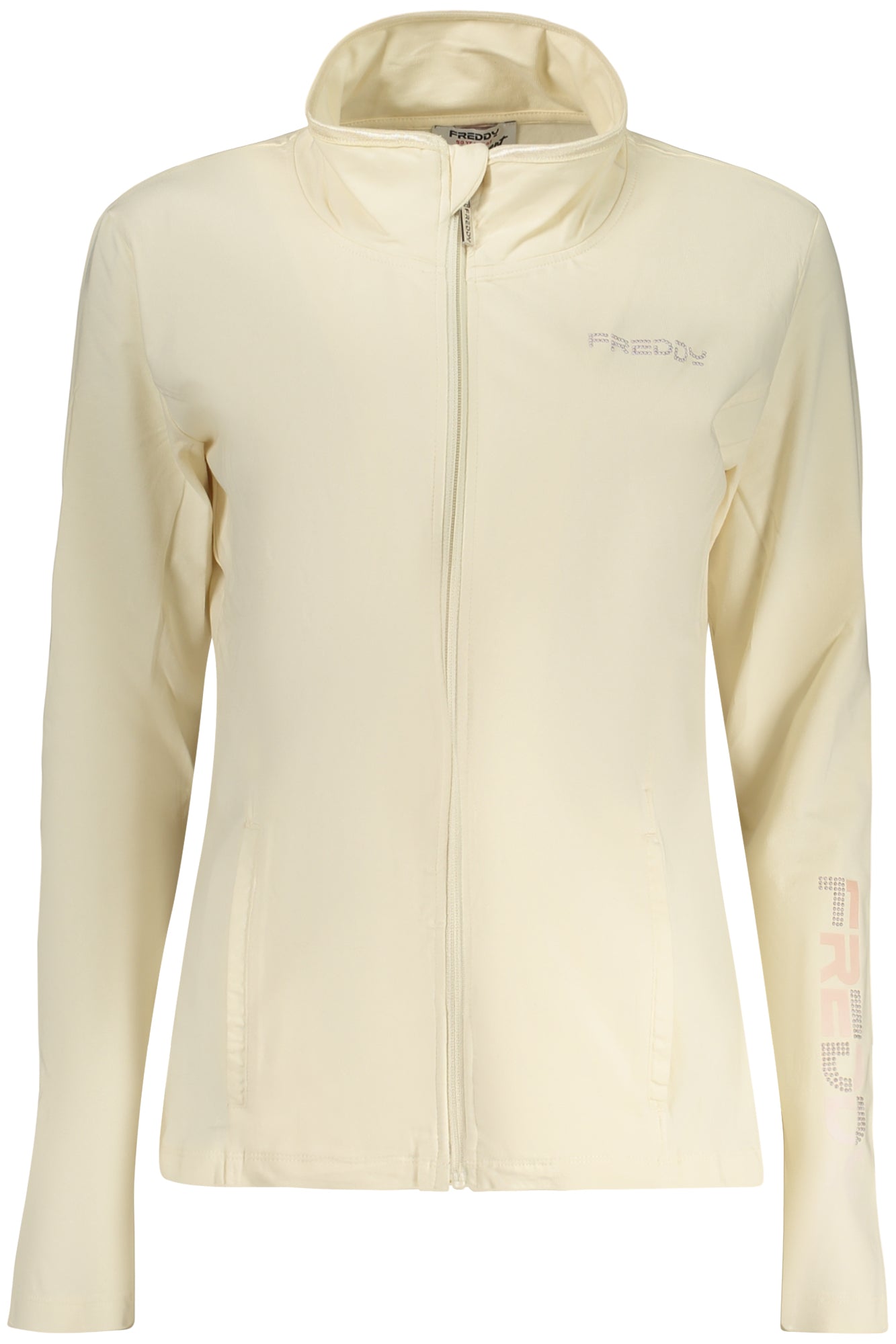 FREDDY Damen Sweatshirt – mit Taschen, mit Reißverschluss Beige