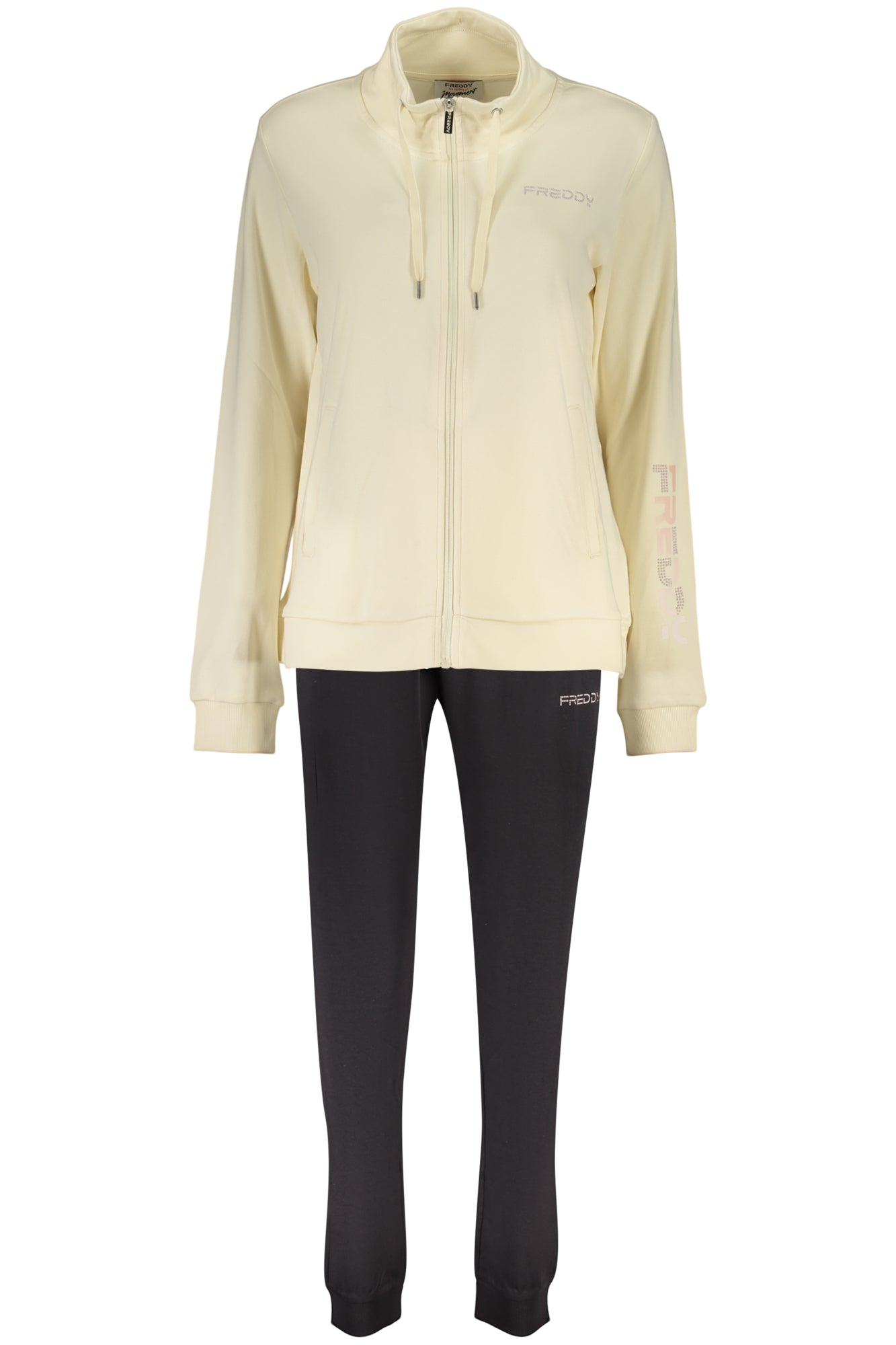 FREDDY Damen Sweatshirt – mit Taschen, mit Reißverschluss Beige