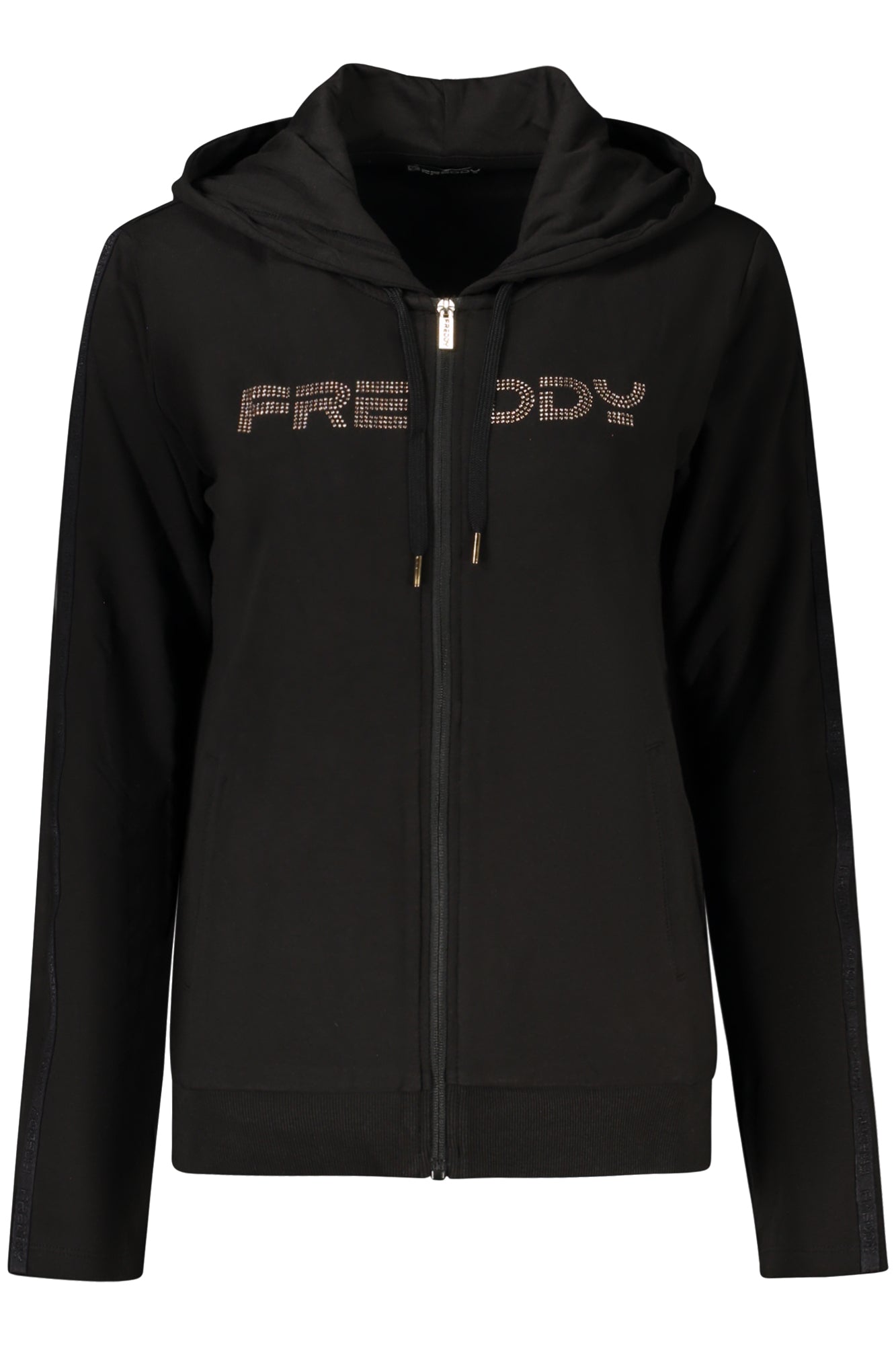 FREDDY Sweatshirt Damen mit Reißverschluss – Hoodie mit Strass-Applikation Schwarz