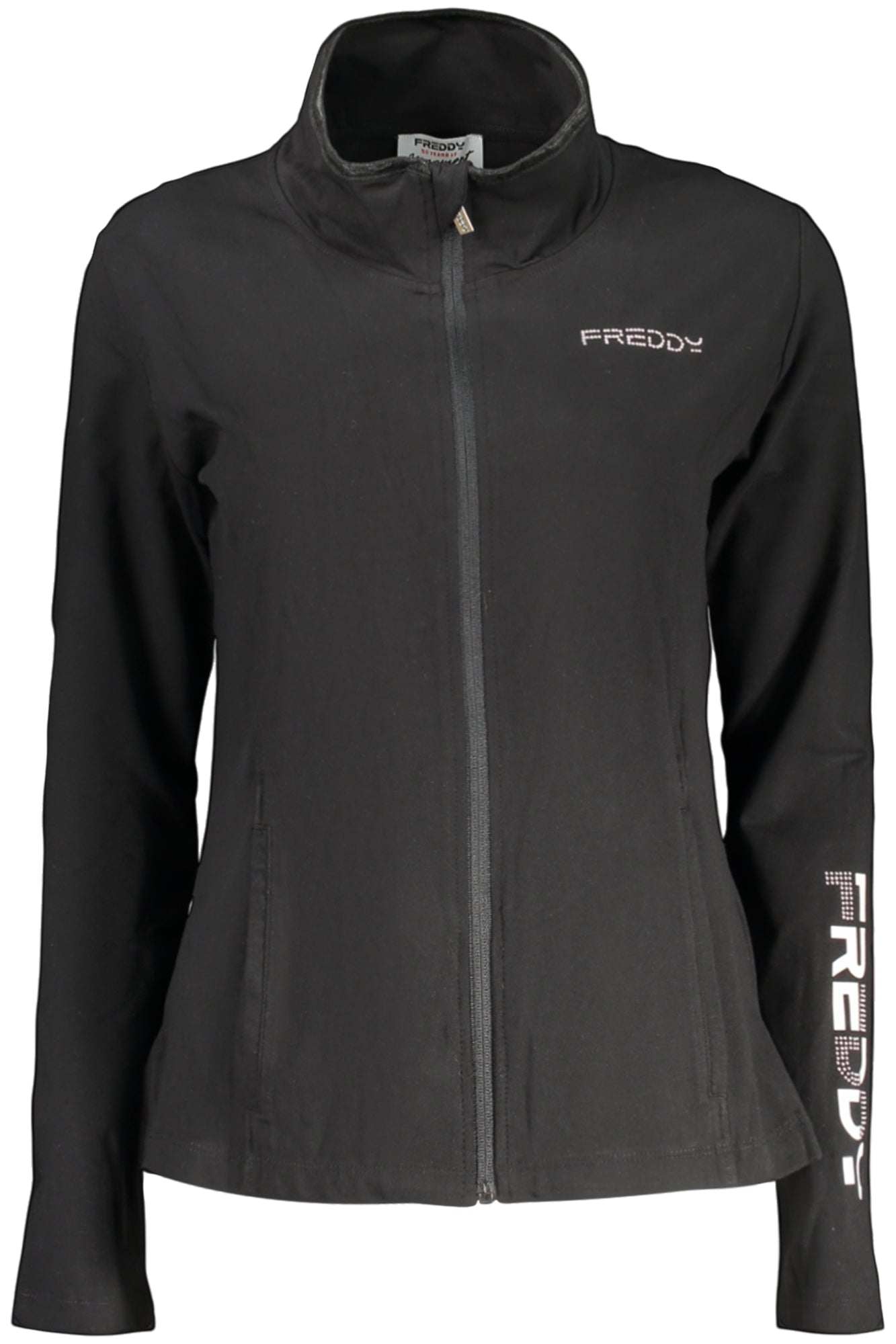 FREDDY Damen Sweatshirt – mit Taschen, mit Reißverschluss Schwarz