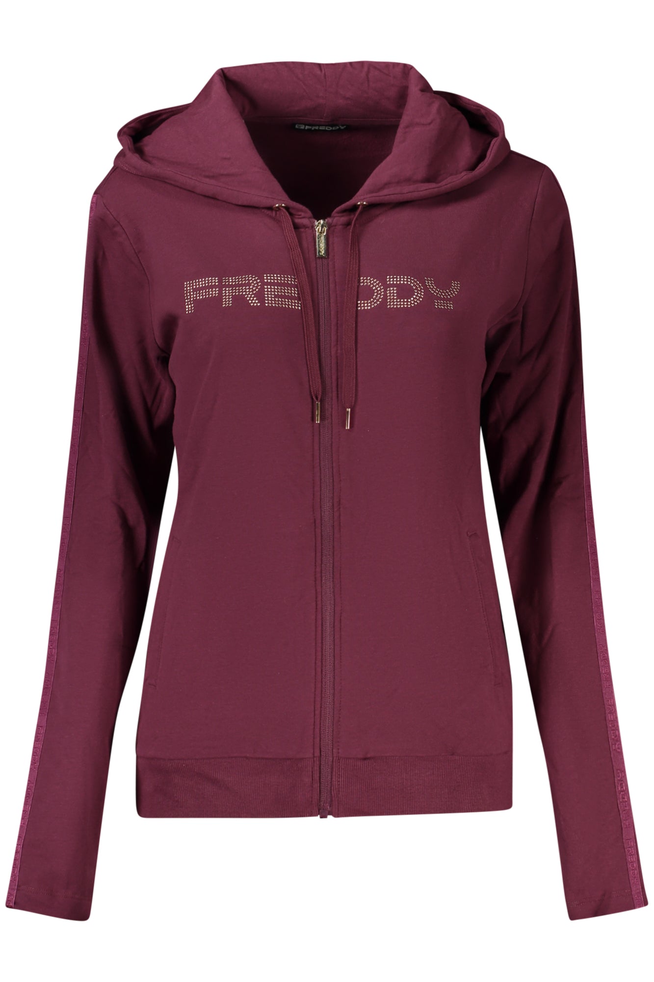 FREDDY Sweatshirt Damen mit Reißverschluss – Hoodie mit Strass-Applikation Violett