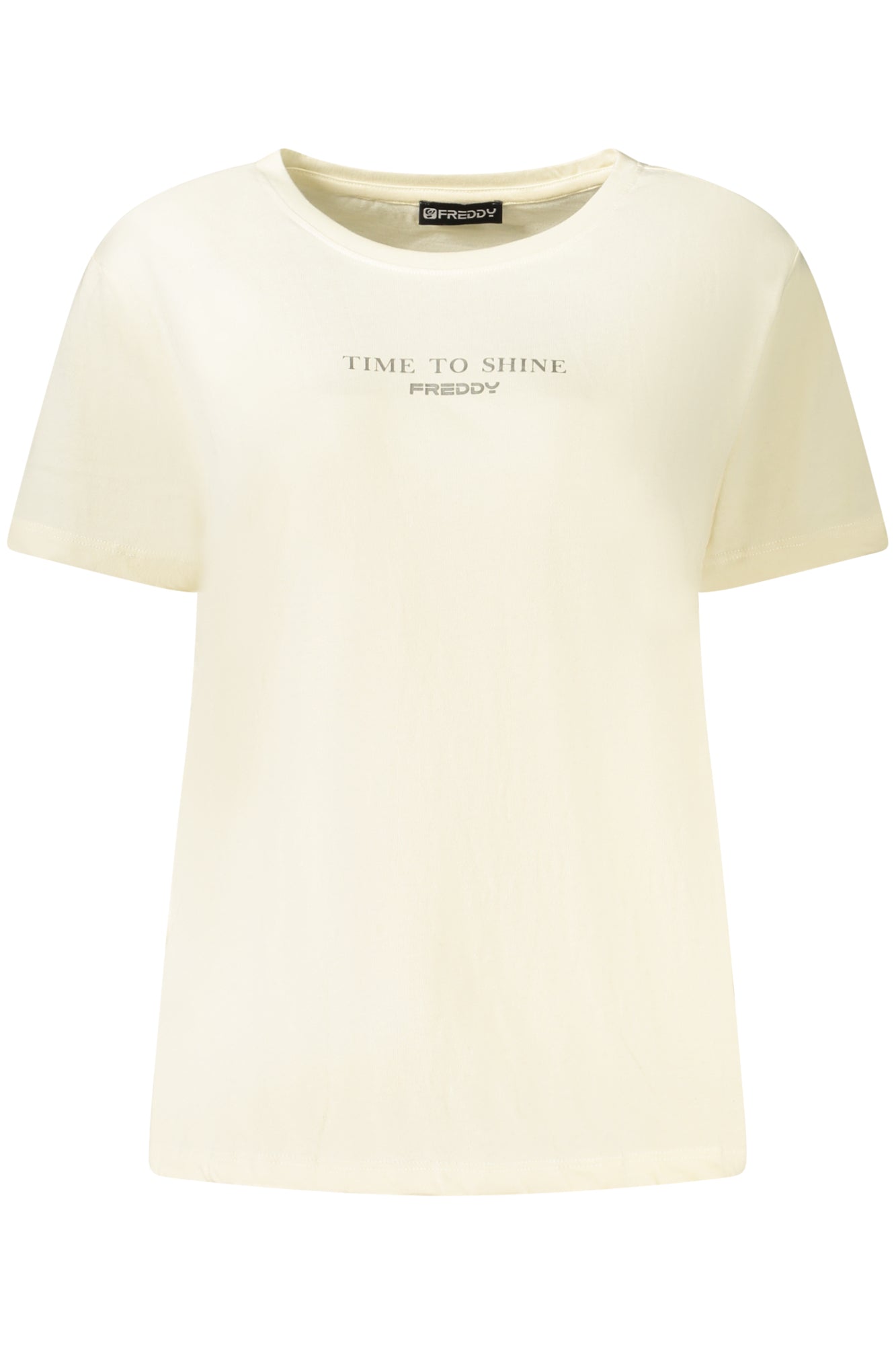 FREDDY Damen Kurzarm T-Shirt Schwarz – Weithals mit Logo-Druck | soulluna.de Weiß
