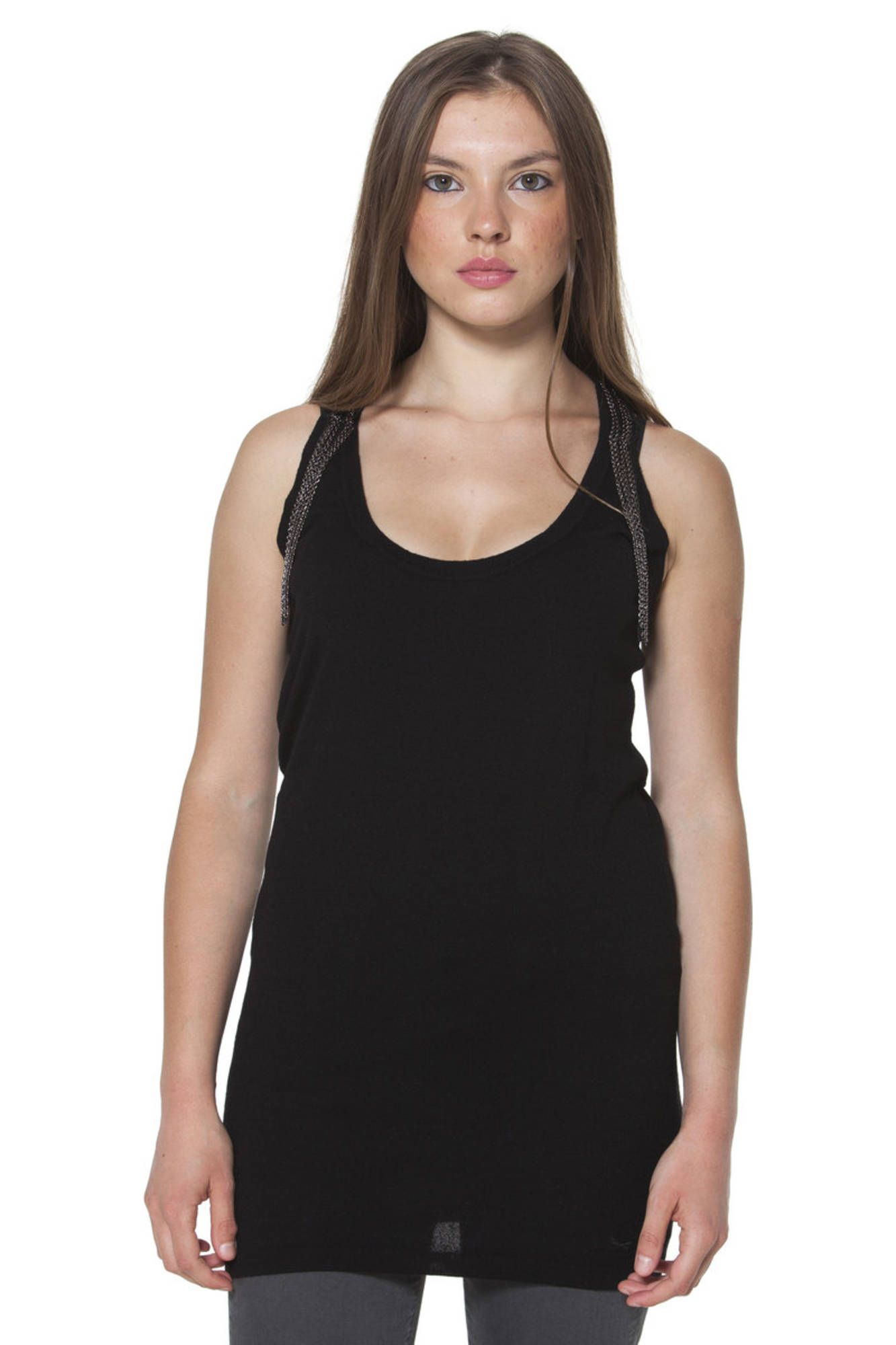FRED PERRY Damen Tanktop schwarz – Schmaler Schultertank aus Italien Schwarz Hauptbild