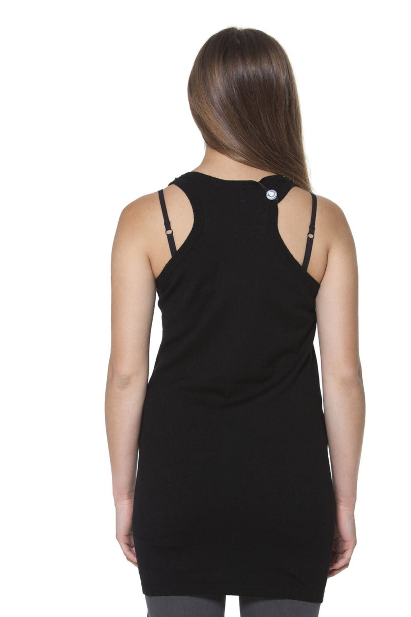 FRED PERRY Damen Tanktop schwarz – Schmaler Schultertank aus Italien Schwarz