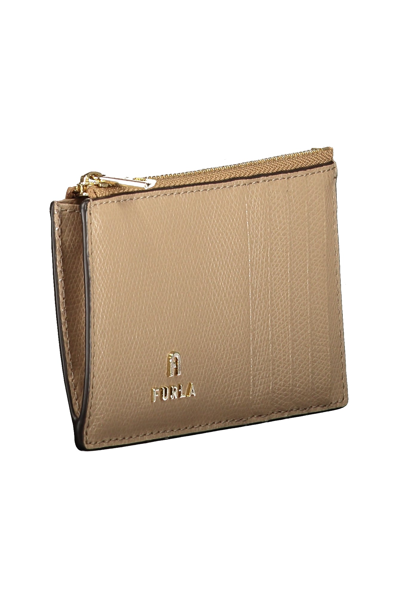 FURLA Damen-Geldbörse in Beige – Reißverschluss-Portemonnaie aus Leder Beige