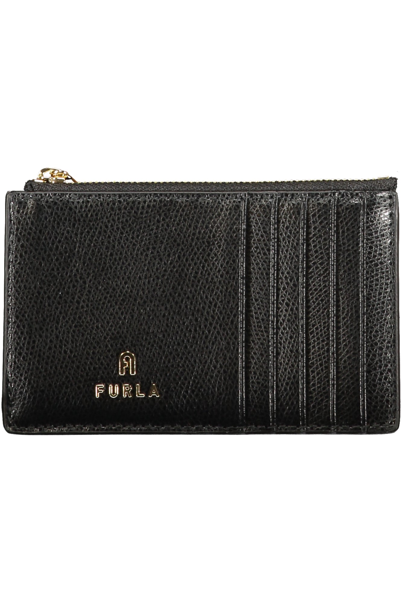 FURLA Damen-Geldbörse in Beige – Reißverschluss-Portemonnaie aus Leder Schwarz
