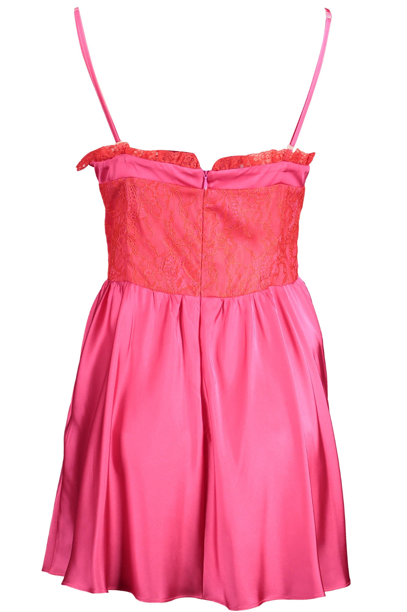 Gaelle Paris Rosa Kurzes Damenkleid – Italienische Qualität mit Spitzeneinsätzen Rosa