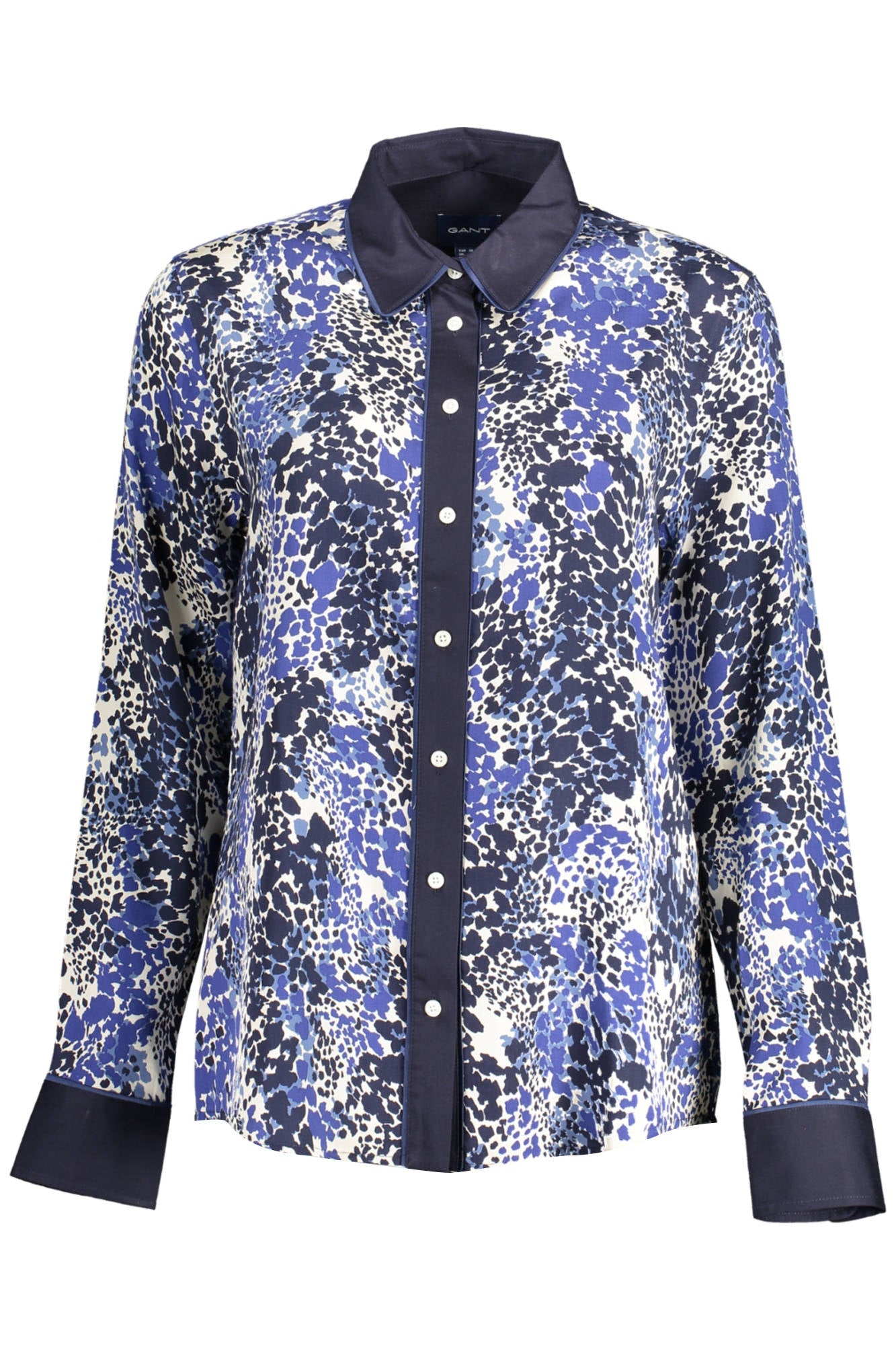 GANT Damen-Langarmshirt Blau – Lyocell Hemd mit italienischem Kragen für Frühjahr/Sommer Blau Hauptbild