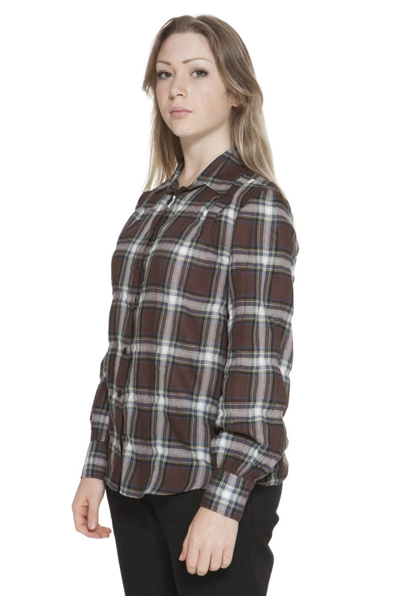 GANT Damen-Langarmshirt Braun – Slim Fit Hemd mit Italienkragen | soulluna.de Braun