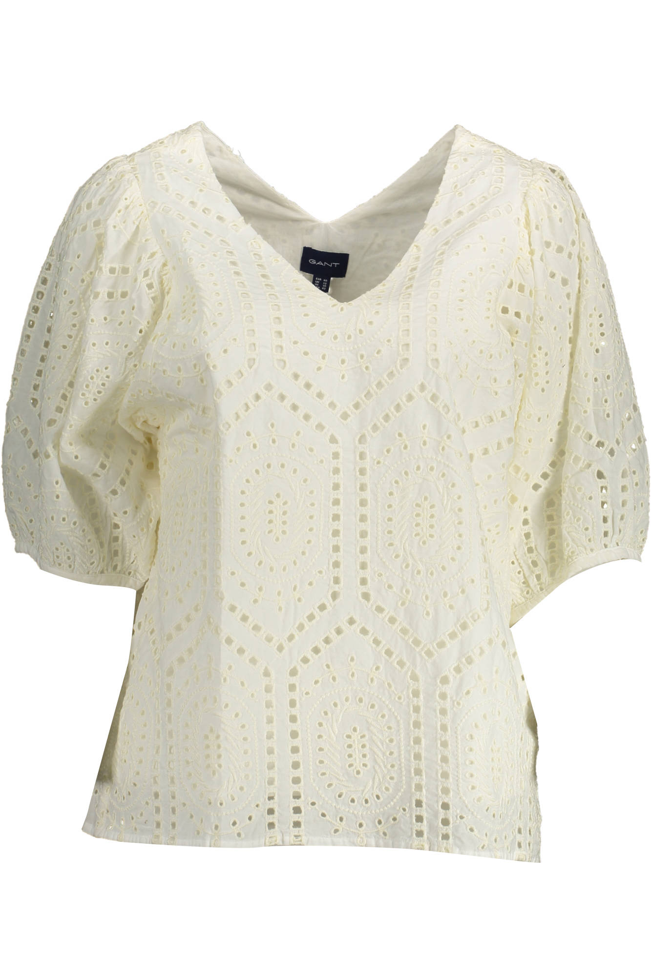 GANT Damen-Kurzarm-T-Shirt Weiß – V-Ausschnitt aus Bio-Baumwolle | soulluna.de Weiß