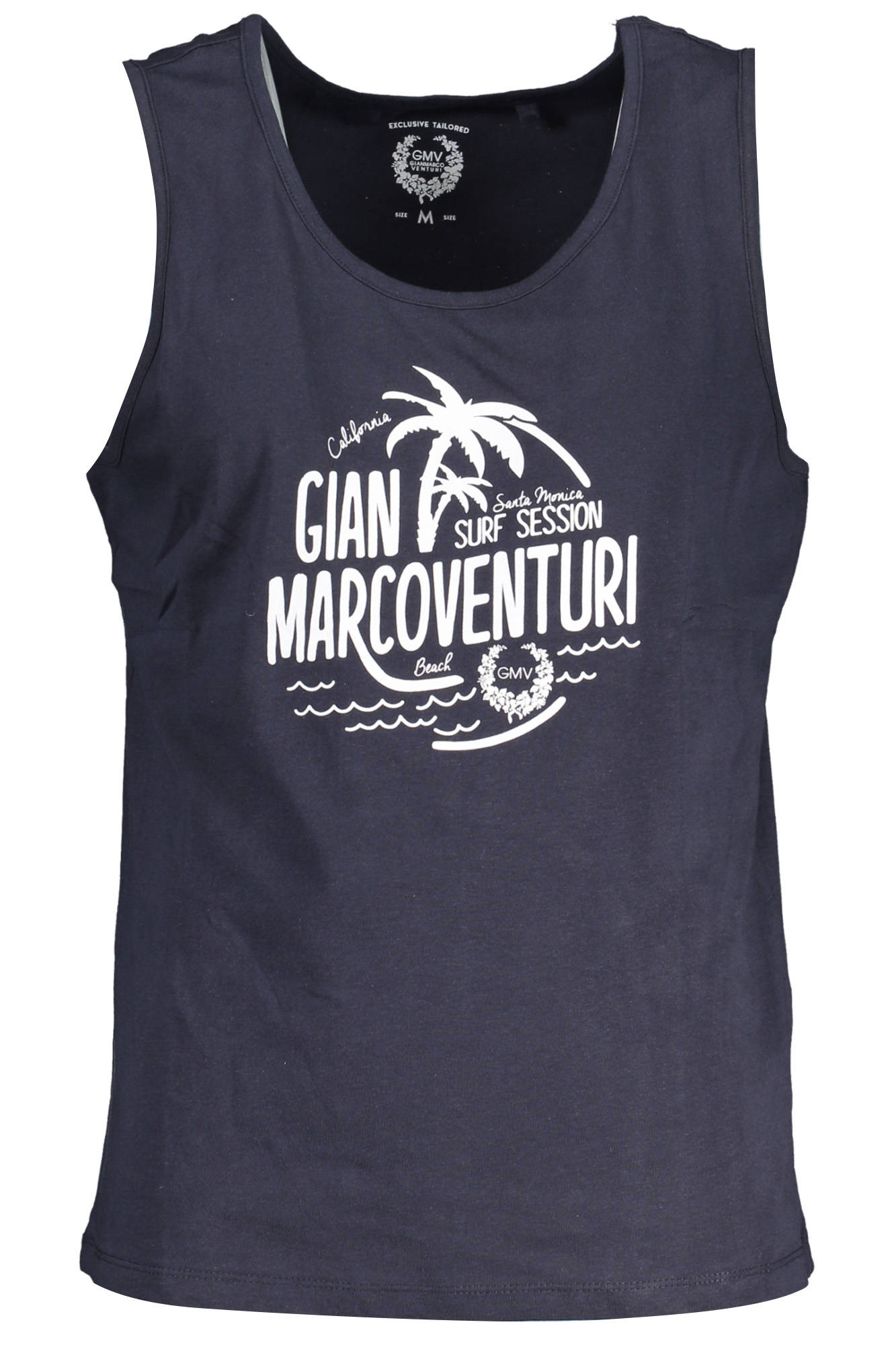 GIAN MARCO VENTURI Tanktop Herren – Blaues Logo-Top aus 100% Baumwolle Blau