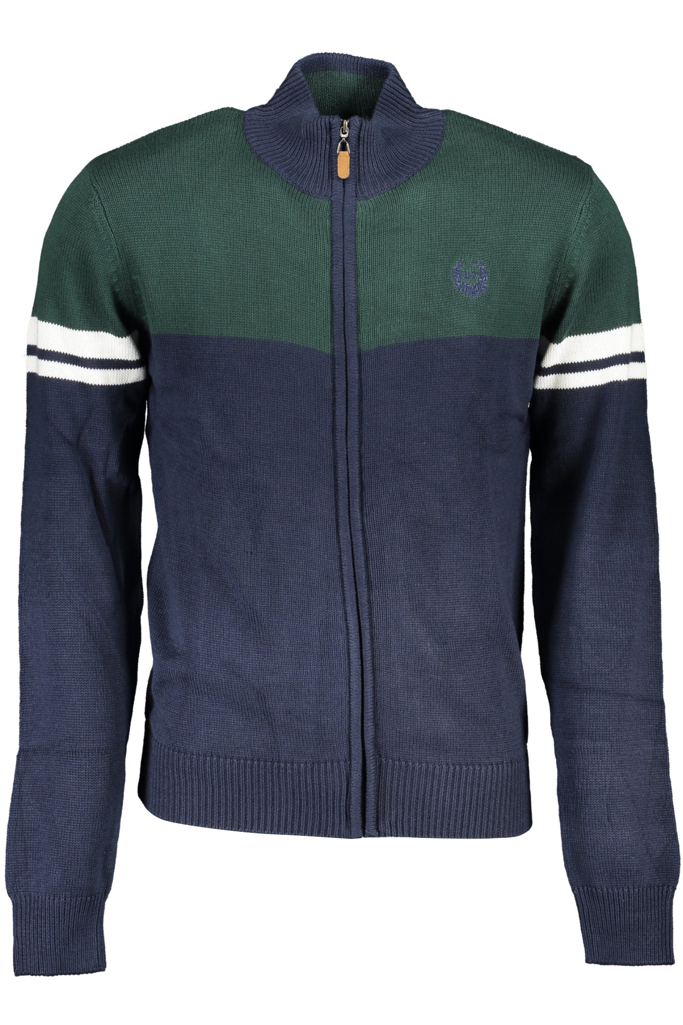GIAN MARCO VENTURI Blauer Herren-Cardigan – Reißverschluss mit Stickerei | soulluna.de Blau