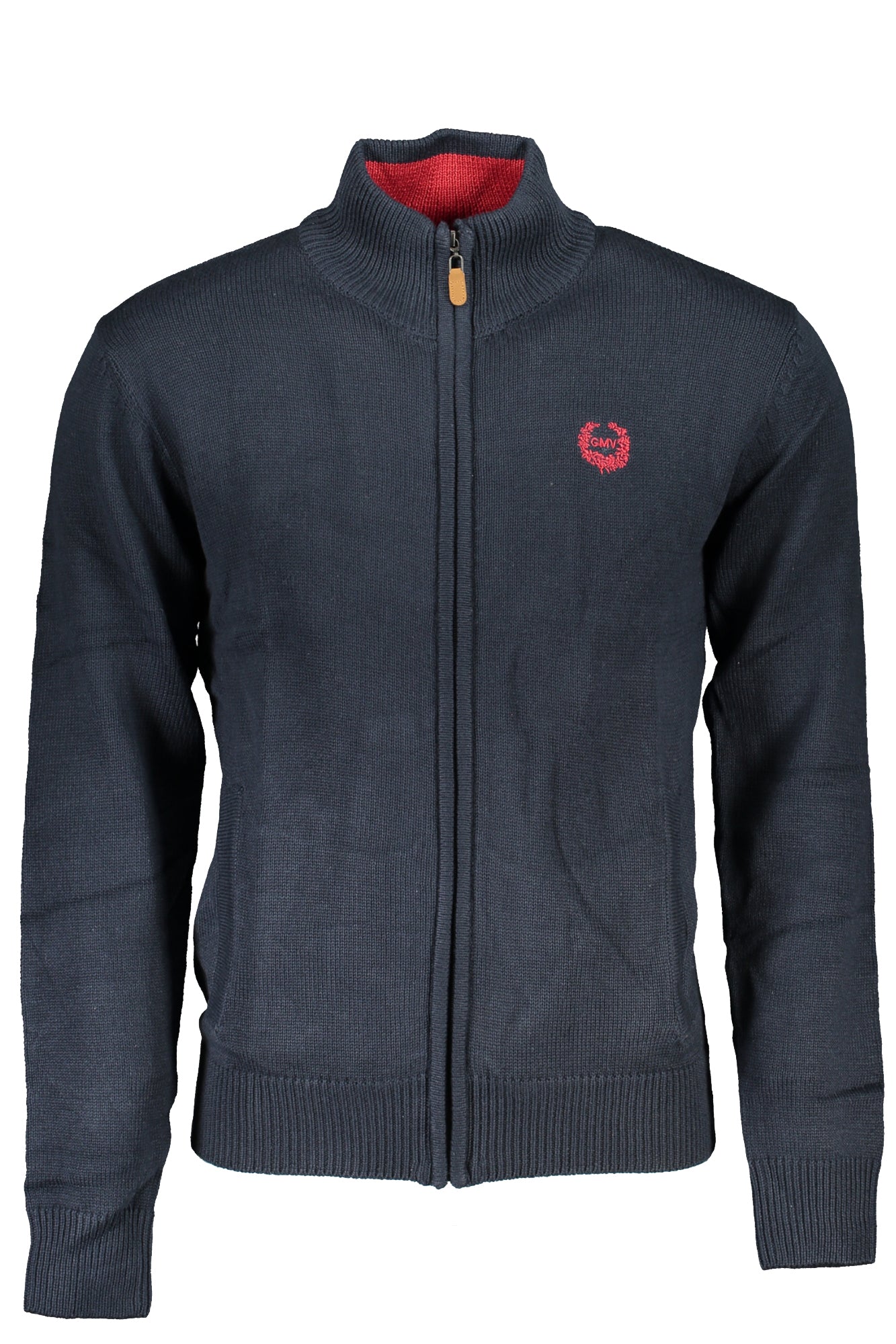 GIAN MARCO VENTURI Herren-Pullover Blau – Cardigan mit Reißverschluss & Stickerei | soulluna.de Blau