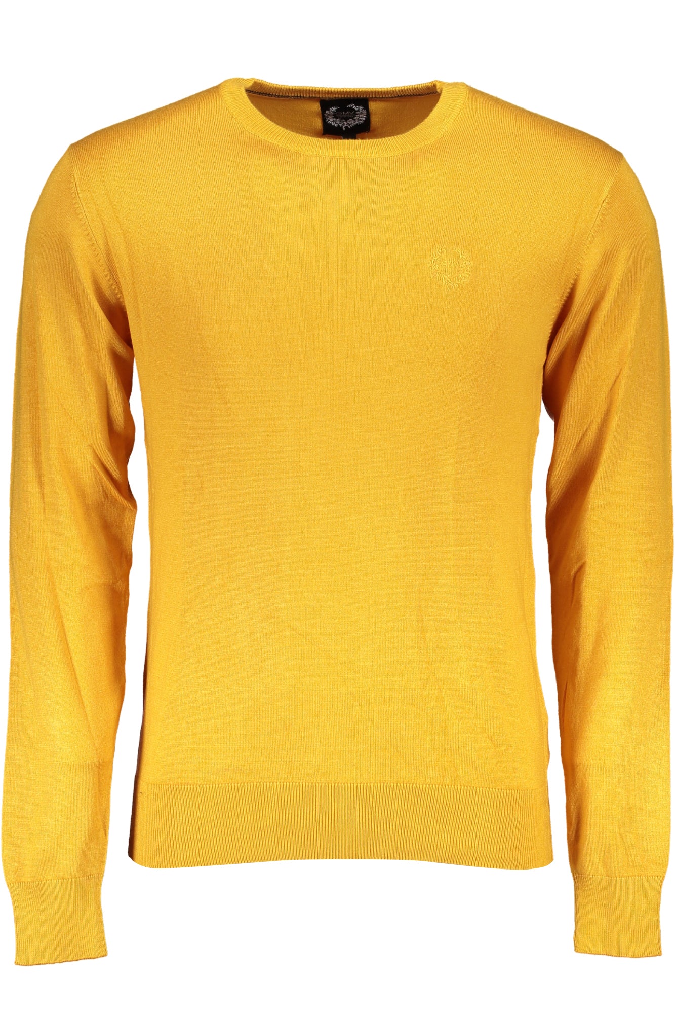 GIAN MARCO VENTURI Pullover Herren – Schwarzer Rundhals-Pullover mit Stickerei Gelb