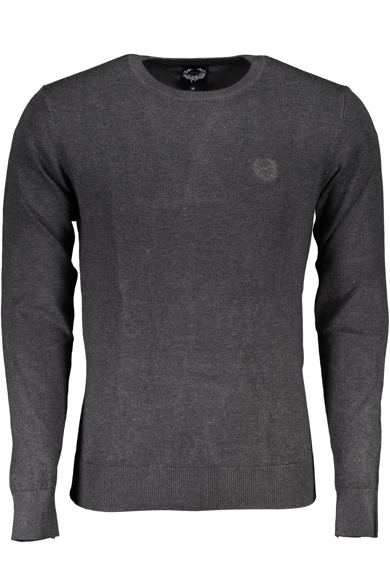 GIAN MARCO VENTURI Pullover Herren – Schwarzer Rundhals-Pullover mit Stickerei Grau