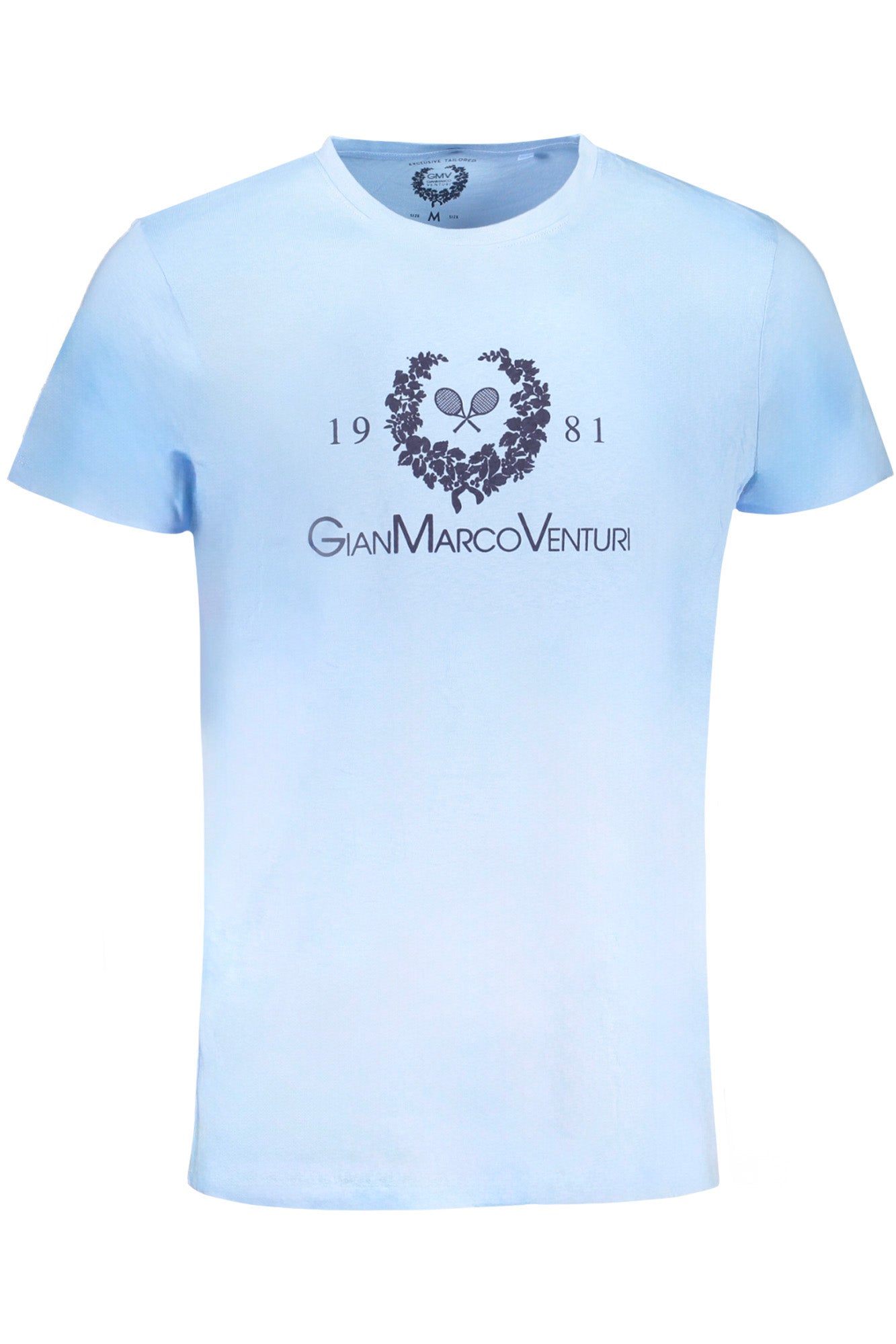 GIAN MARCO VENTURI T-Shirt Herren Kurzarm Schwarz – 100% Baumwolle Hellblau