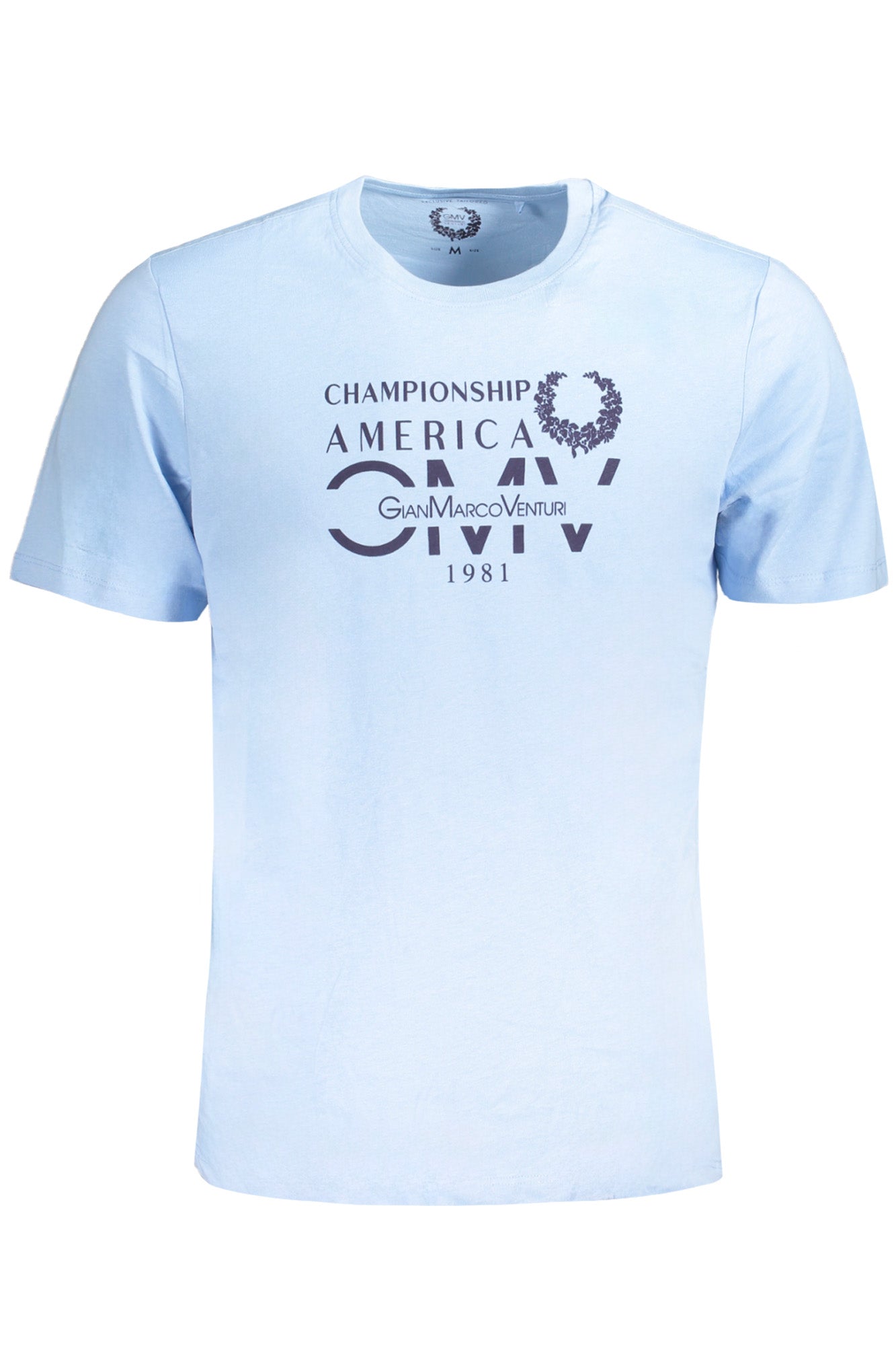 GIAN MARCO VENTURI T-Shirt Herren – Gelbes Kurzarm-Shirt aus Baumwolle Hellblau