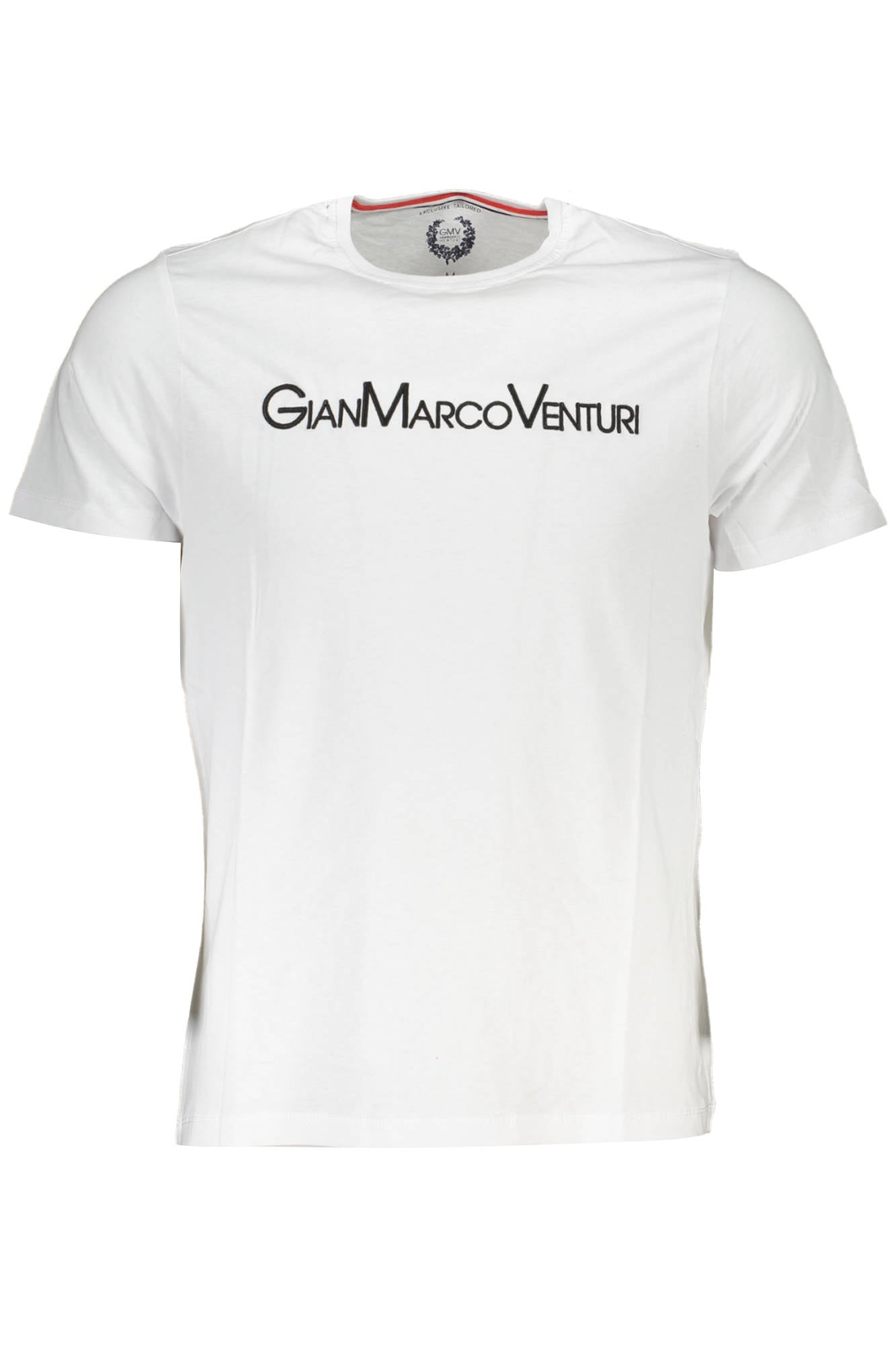 GIAN MARCO VENTURI Herren-Kurzarm-T-Shirt Weiss – 100% Baumwolle mit Stickerei Weiß