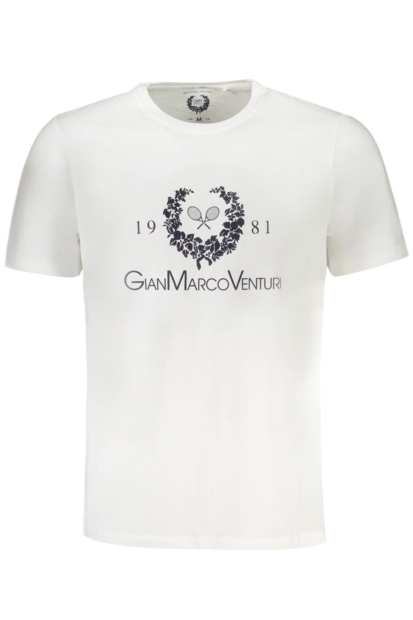 GIAN MARCO VENTURI T-Shirt Herren Kurzarm Schwarz – 100% Baumwolle Weiß