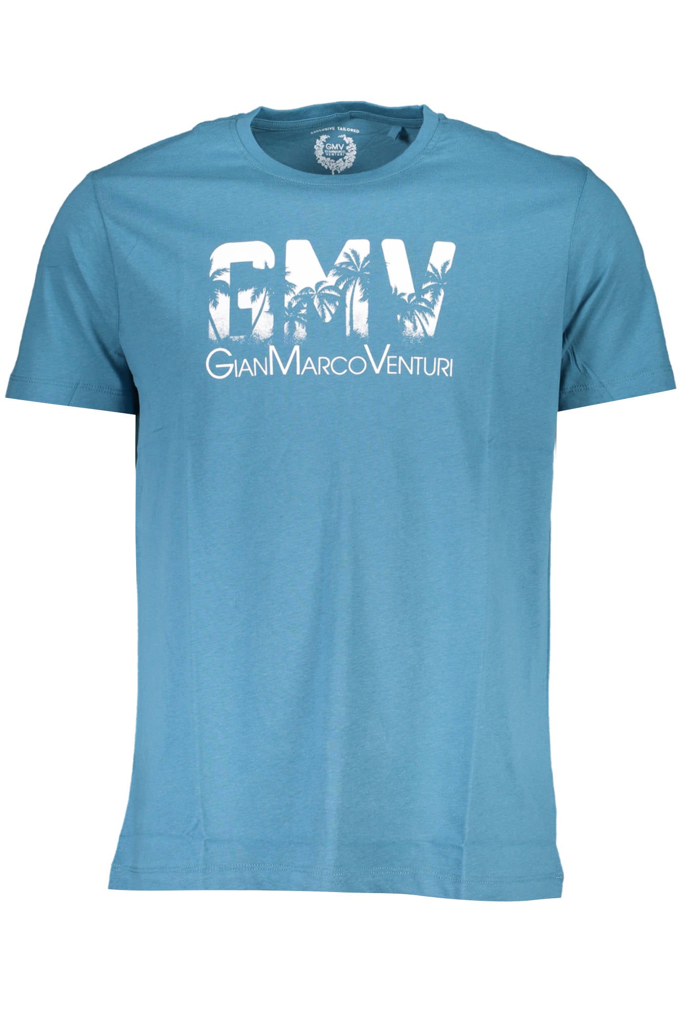GIAN MARCO VENTURI Herren T-Shirt Blau – Kurzarm Shirt aus Baumwolle für Sommer Blau