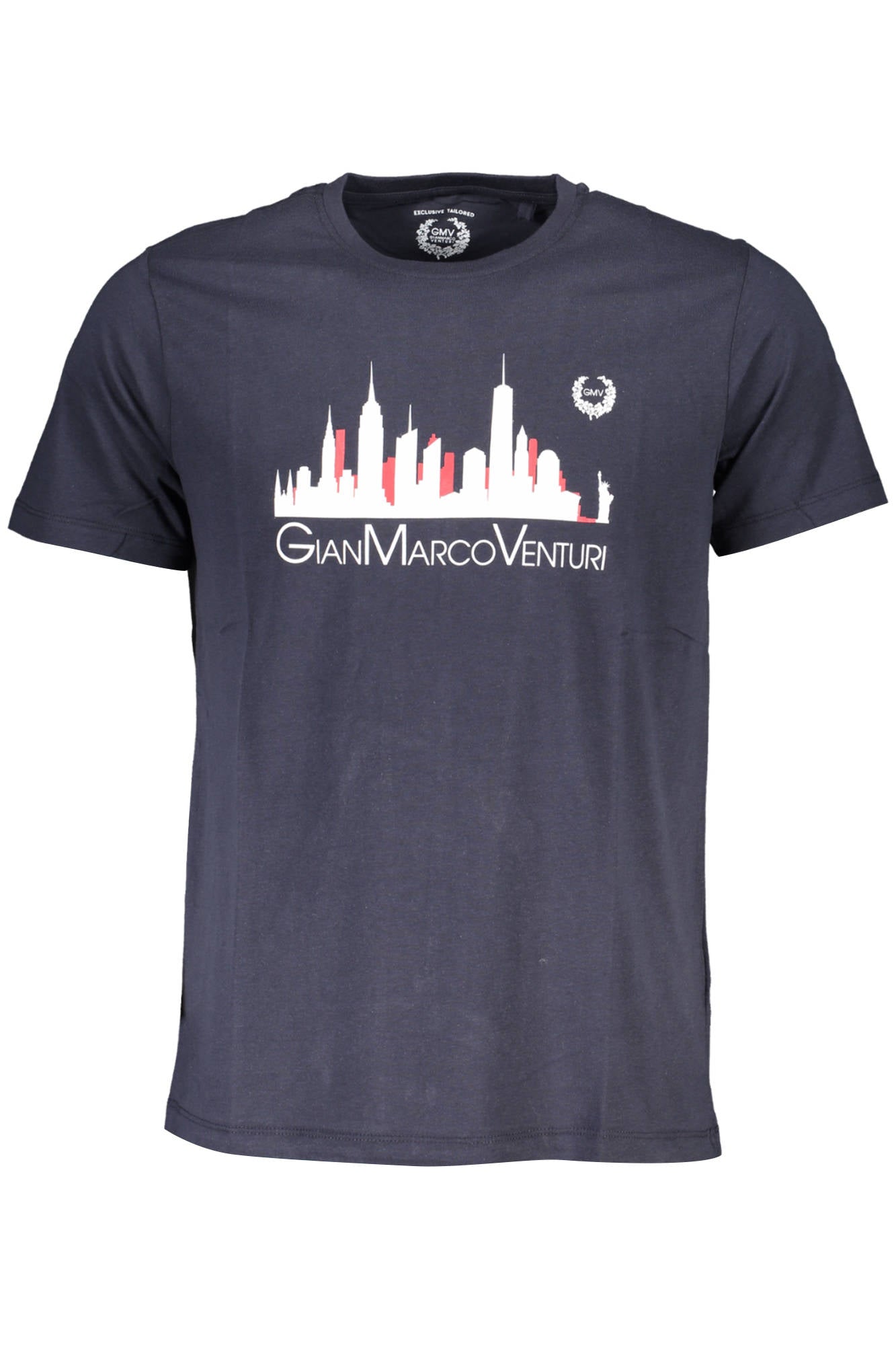 GIAN MARCO VENTURI T-Shirt Herren Kurzarm Blau – 100% Baumwolle für Sommer Blau Hauptbild