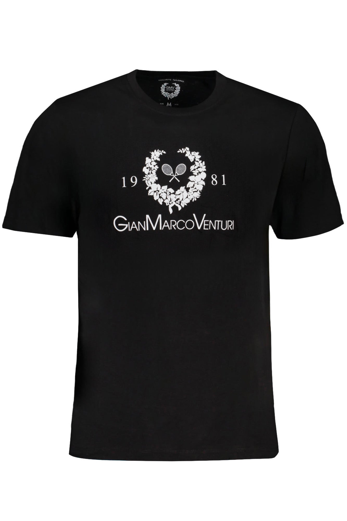GIAN MARCO VENTURI T-Shirt Herren Kurzarm Schwarz – 100% Baumwolle Schwarz Hauptbild