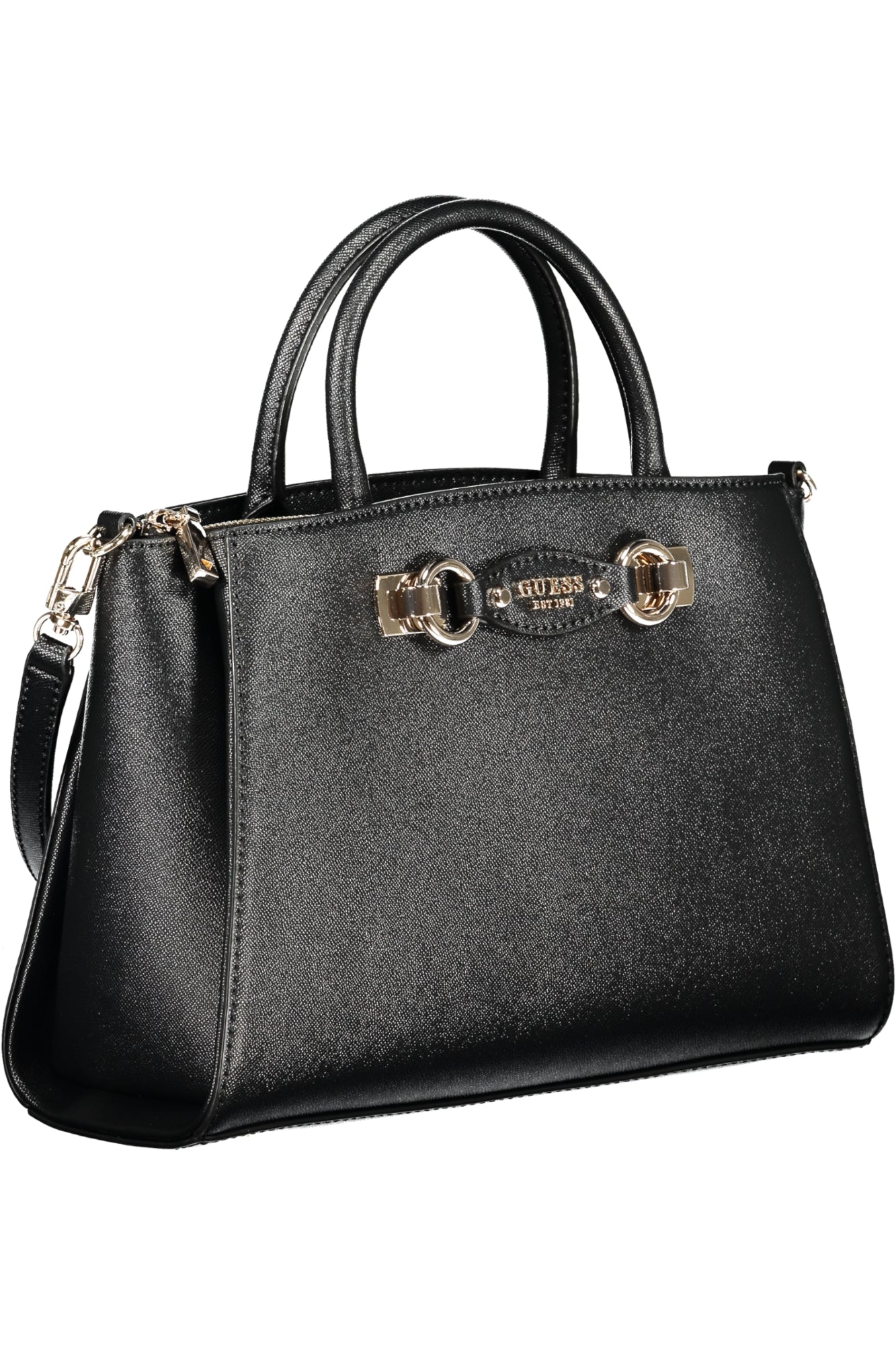 GUESS JEANS Damen Tasche schwarz – Elegante Handtasche mit Schultergurt für Herbst/Winter Schwarz