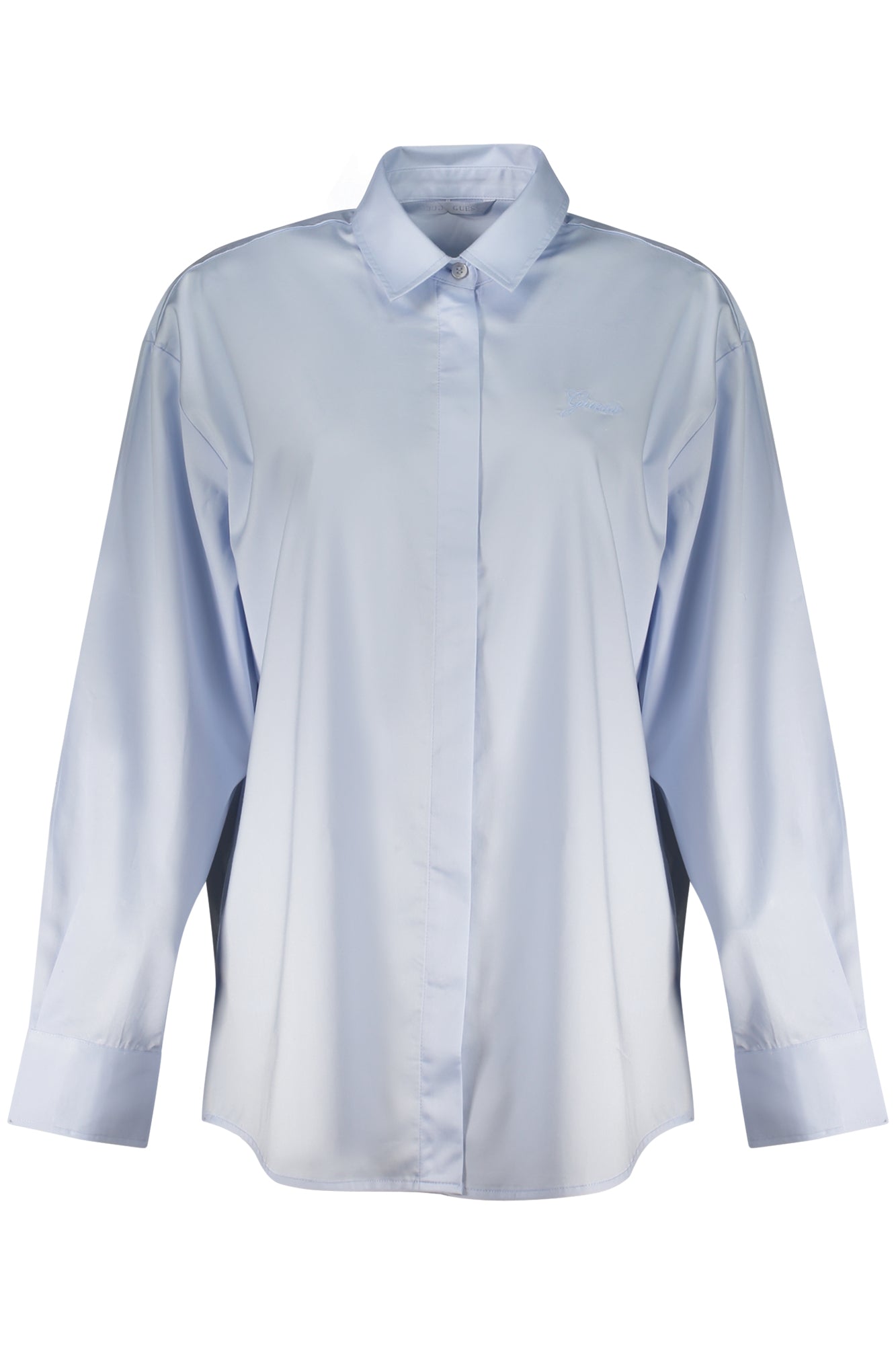 GUESS JEANS Langarmshirt Damen – Italienischer Kragen in Blau | soulluna.de Hellblau Hauptbild