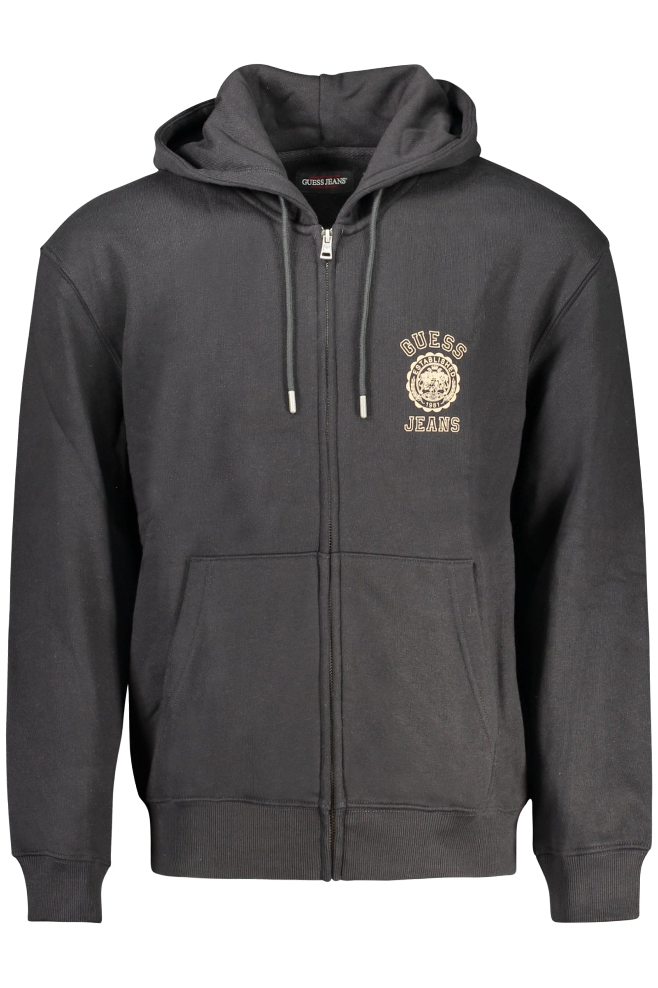 GUESS JEANS Sweatshirt Herren mit Reißverschluss – Kapuzenpullover Schwarz für Herbst/Winter Schwarz