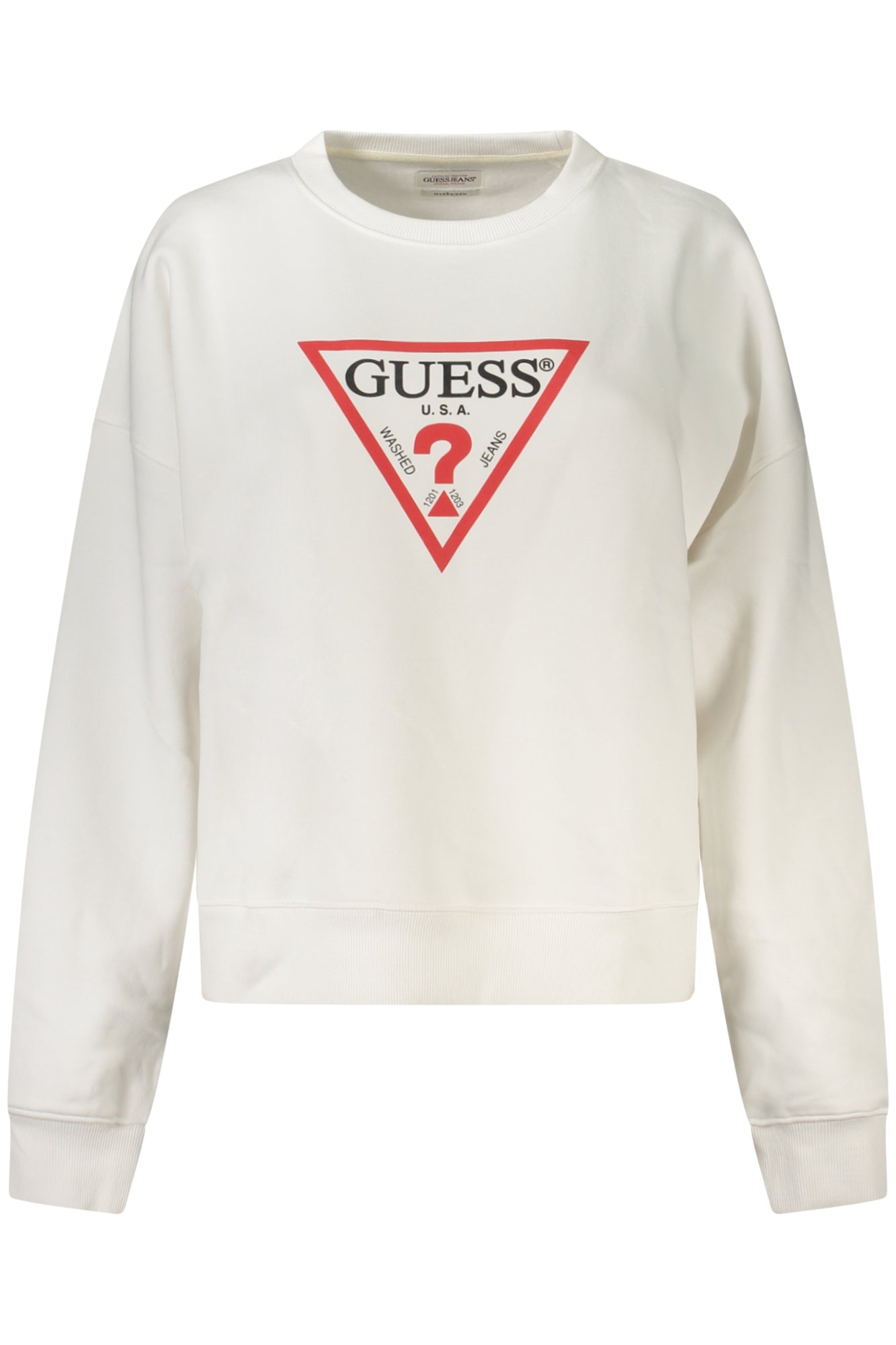 GUESS JEANS Sweatshirt Damen – Oversized aus Bio-Baumwolle | soulluna.de Weiß