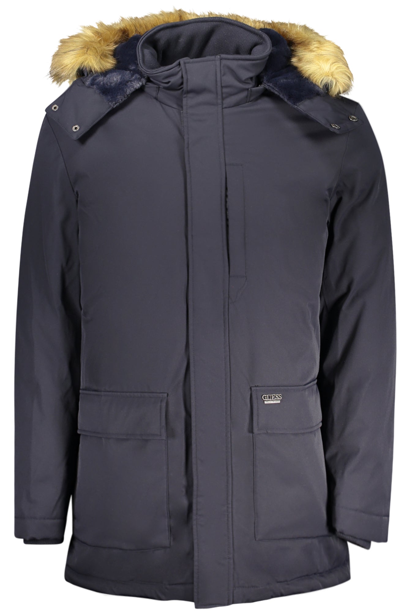 GUESS JEANS Herrenjacke schwarz – Wind- und wasserabweisend mit abnehmbarer Kapuze Blau