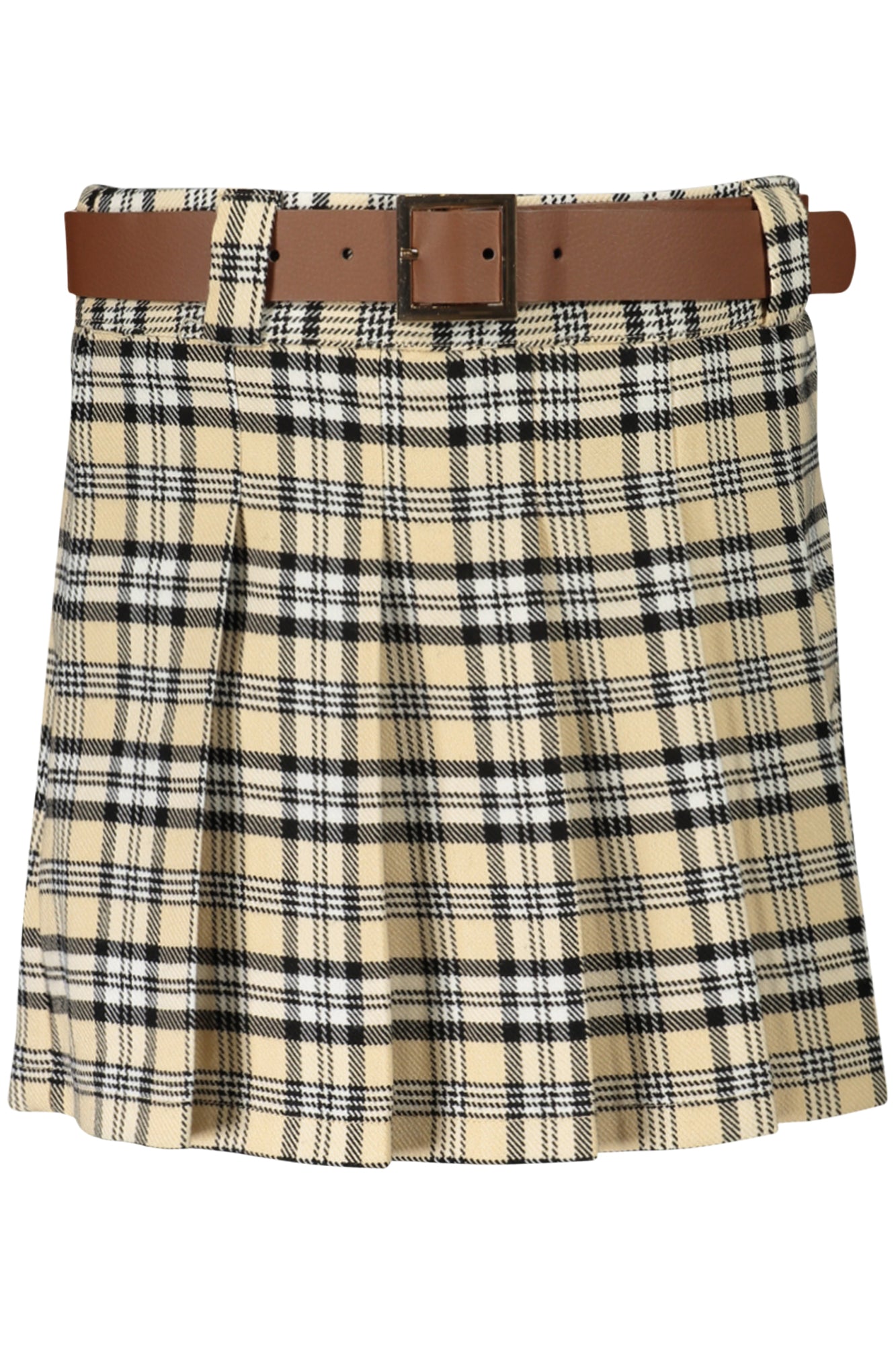 GUESS JEANS Kurzer Rock Mädchen Beige – Verstellbarer Tartan-Rock für Herbst/Winter Beige
