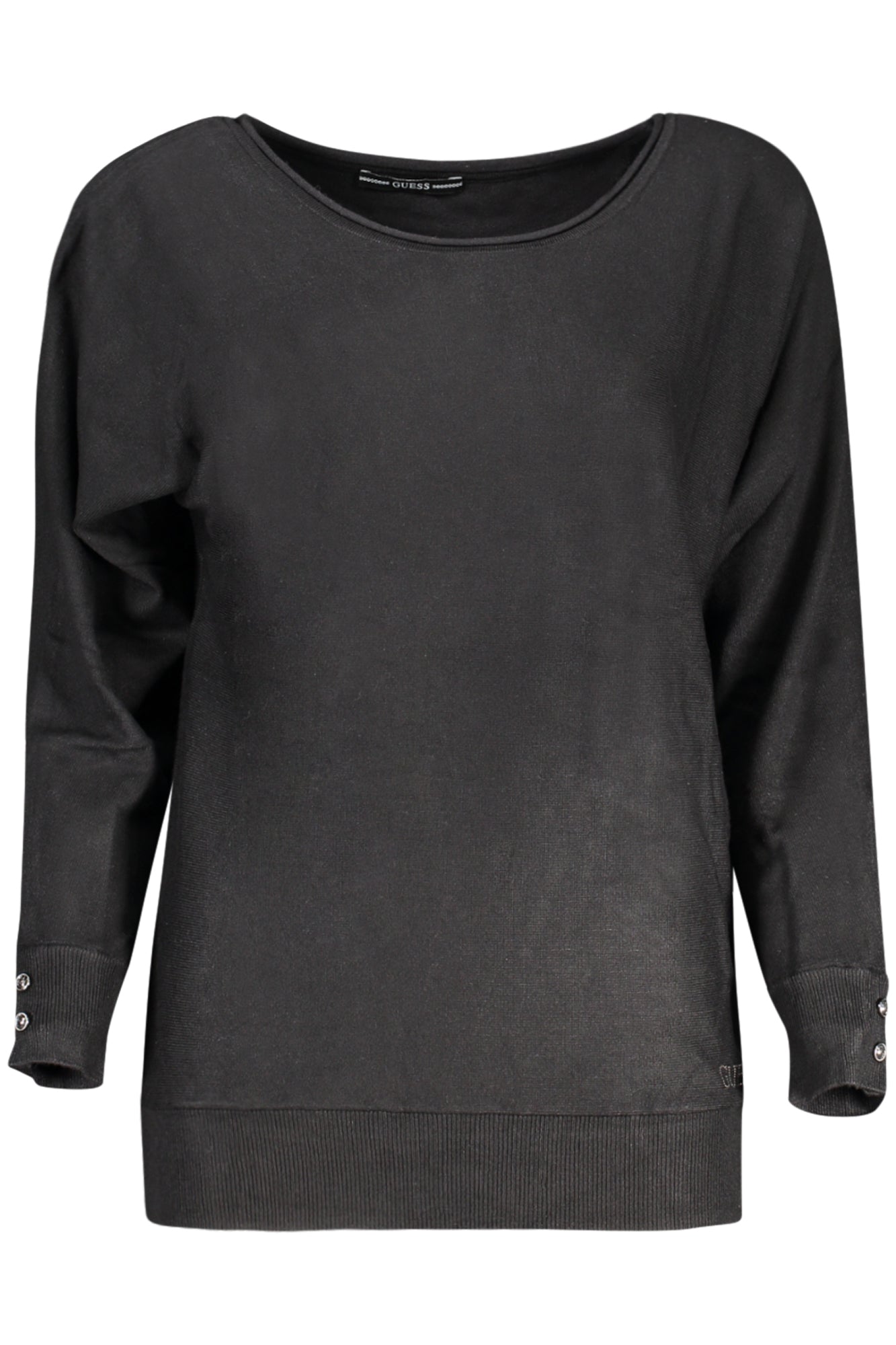 GUESS JEANS Pullover Damen – Schwarzer Weithals-Pullover mit Stickerei | Herbst/Winter Schwarz