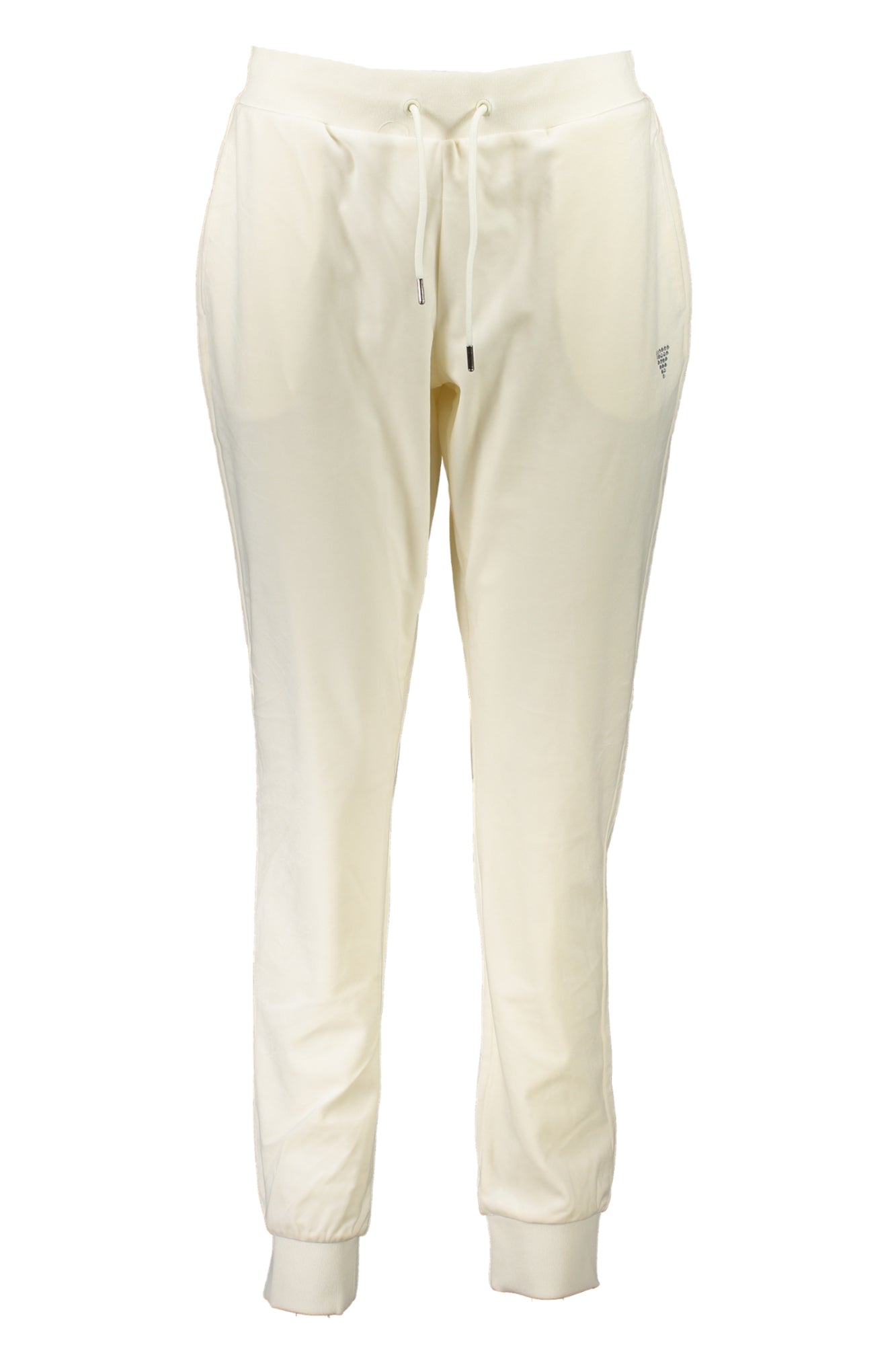 GUESS JEANS Jogginghose Damen – Weisse Chenille-Hose mit Strass-Applikation Weiß