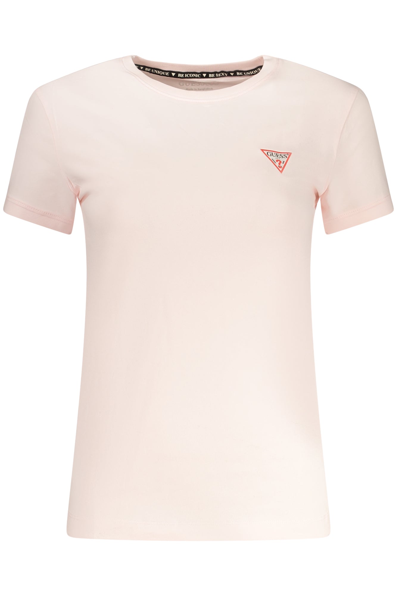 GUESS JEANS Damen T-Shirt Weiß – Kurzarm mit Logo-Applikation aus Bio-Baumwolle Rosa