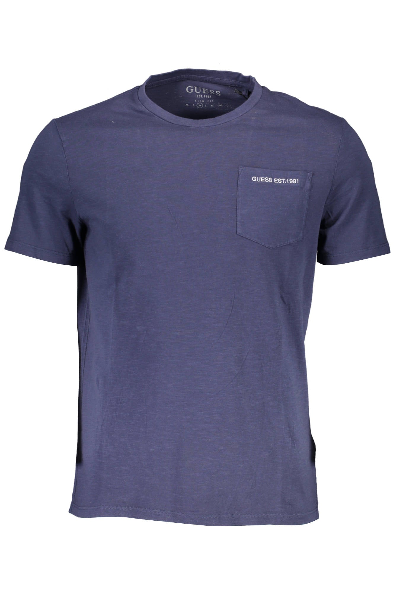 GUESS JEANS Kurzarm T-Shirt Herren Blau – Bio-Baumwolle mit Logo-Stickerei Blau
