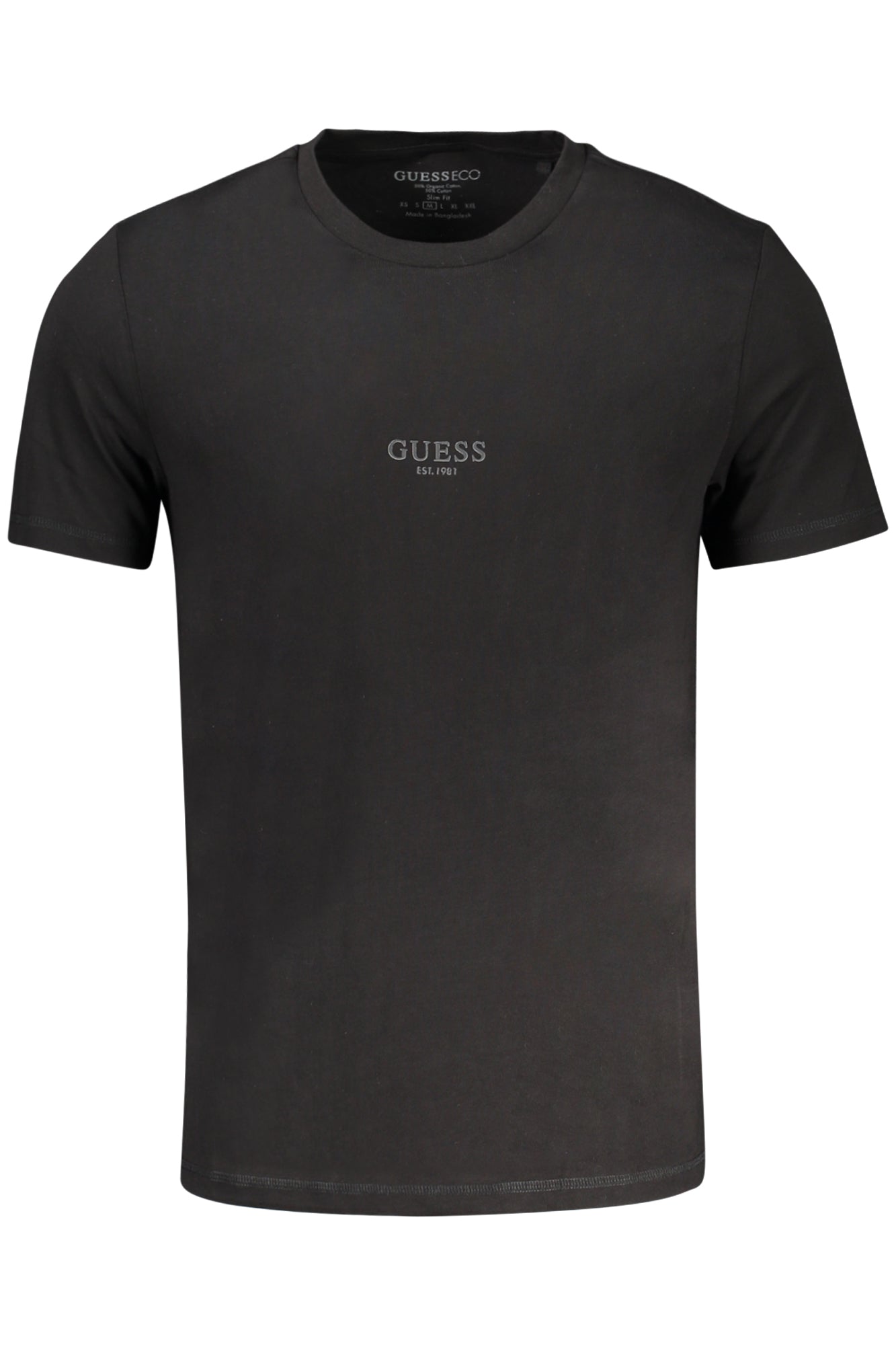 GUESS JEANS Herren T-Shirt – Slim Fit, aus Baumwolle Schwarz