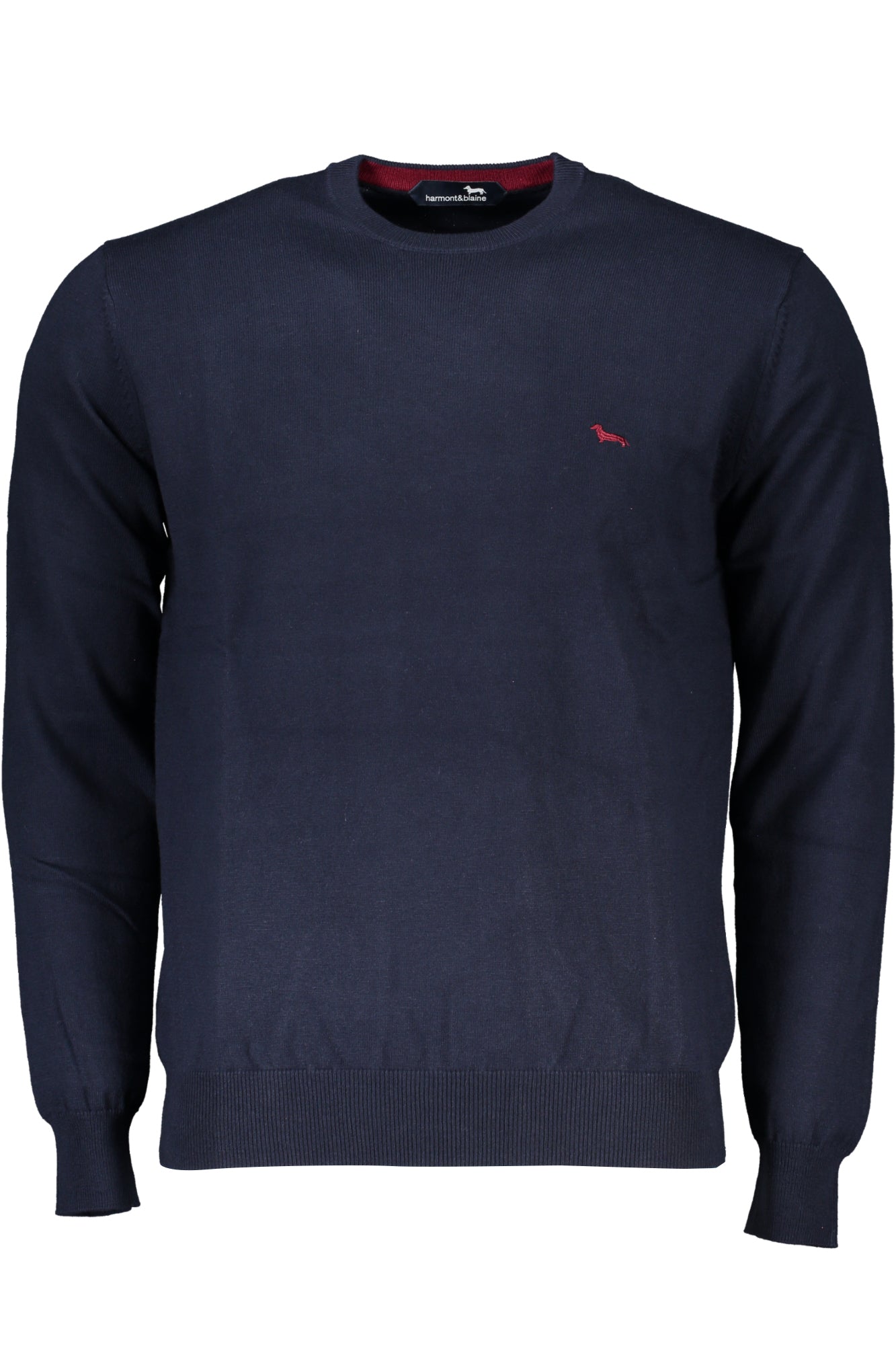 HARMONT & BLAINE Herrenpullover schwarz – Langärmliger Rundhals mit Logo-Stickerei Blau
