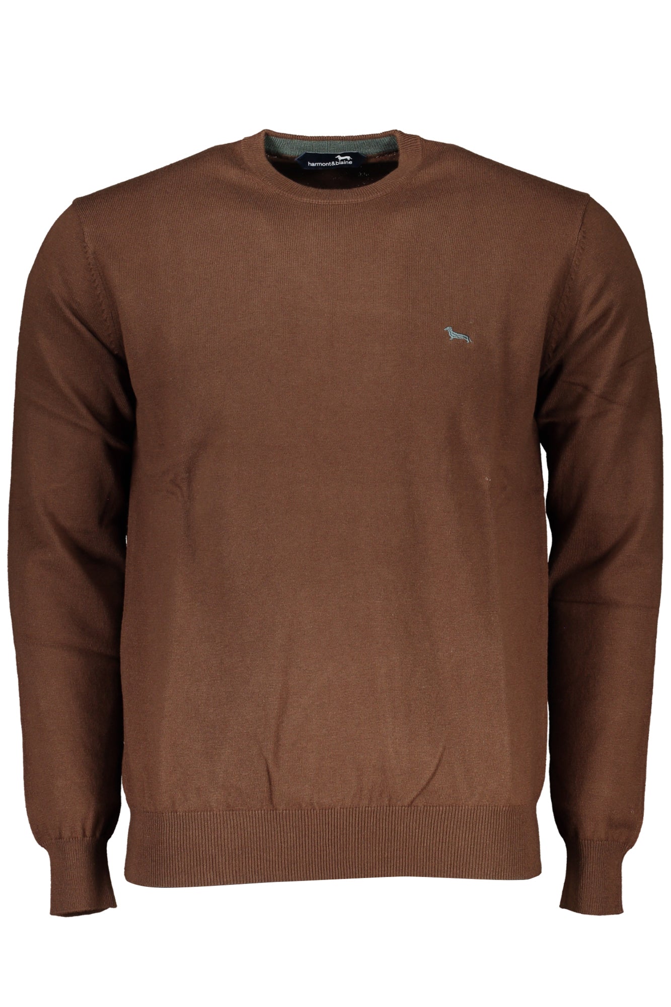 HARMONT & BLAINE Herrenpullover schwarz – Langärmliger Rundhals mit Logo-Stickerei Braun