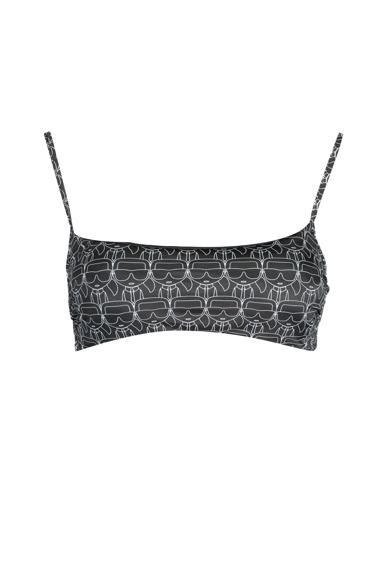 KARL LAGERFELD BEACHWEAR Bandeau-Badeanzug Damen – Schwarz mit Logo-Details Schwarz