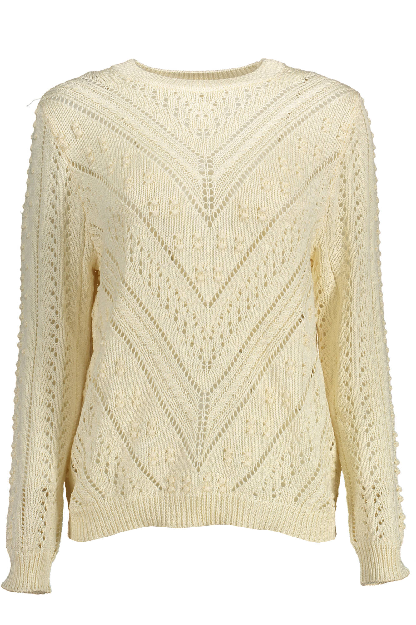KOCCA weißer Pullover Damen – Langarmshirt mit Stickerei für Frühjahr/Sommer Weiß