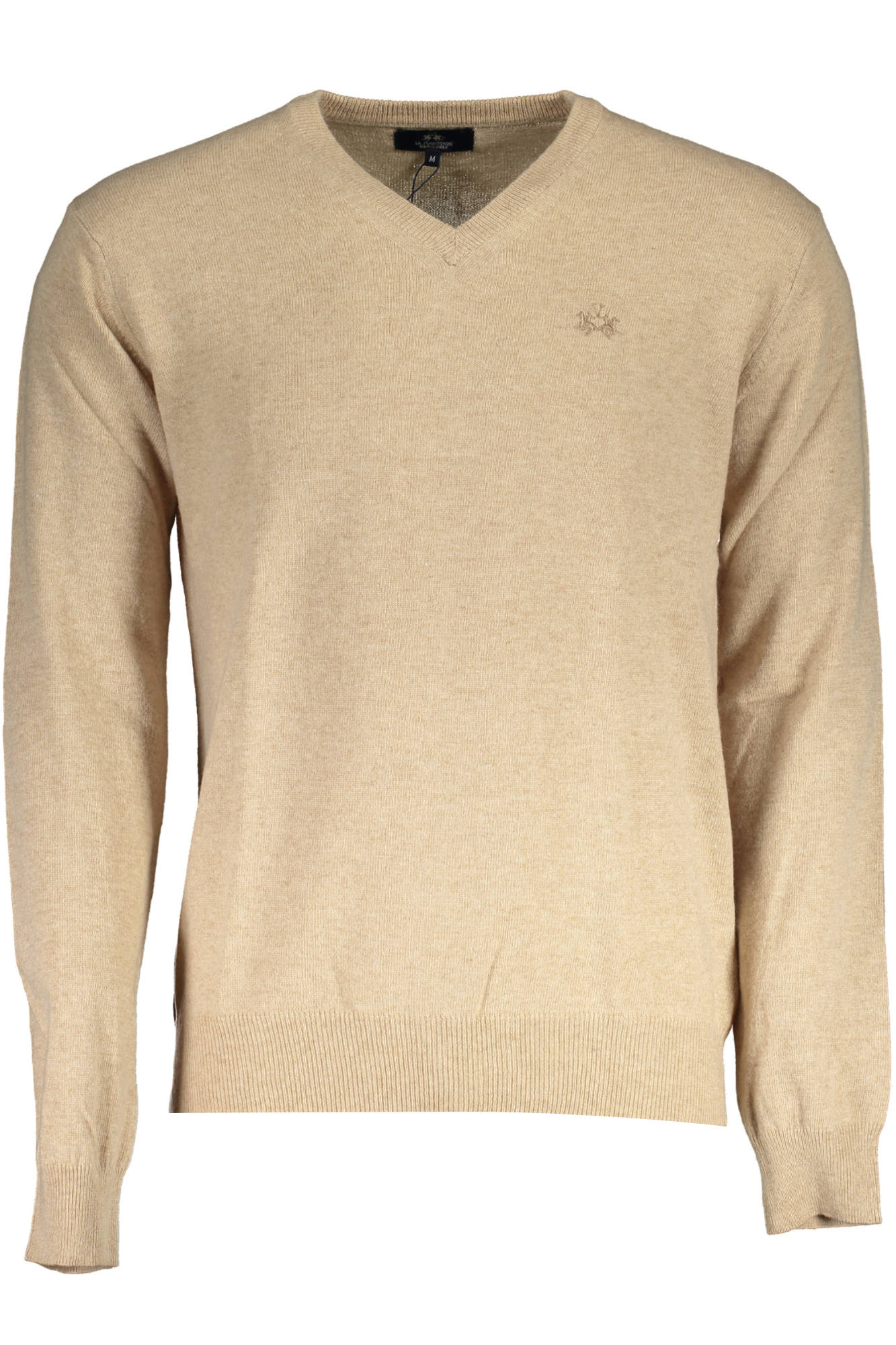 LA MARTINA Herrenpullover Beige – V-Ausschnitt mit Stickerei | soulluna.de Beige