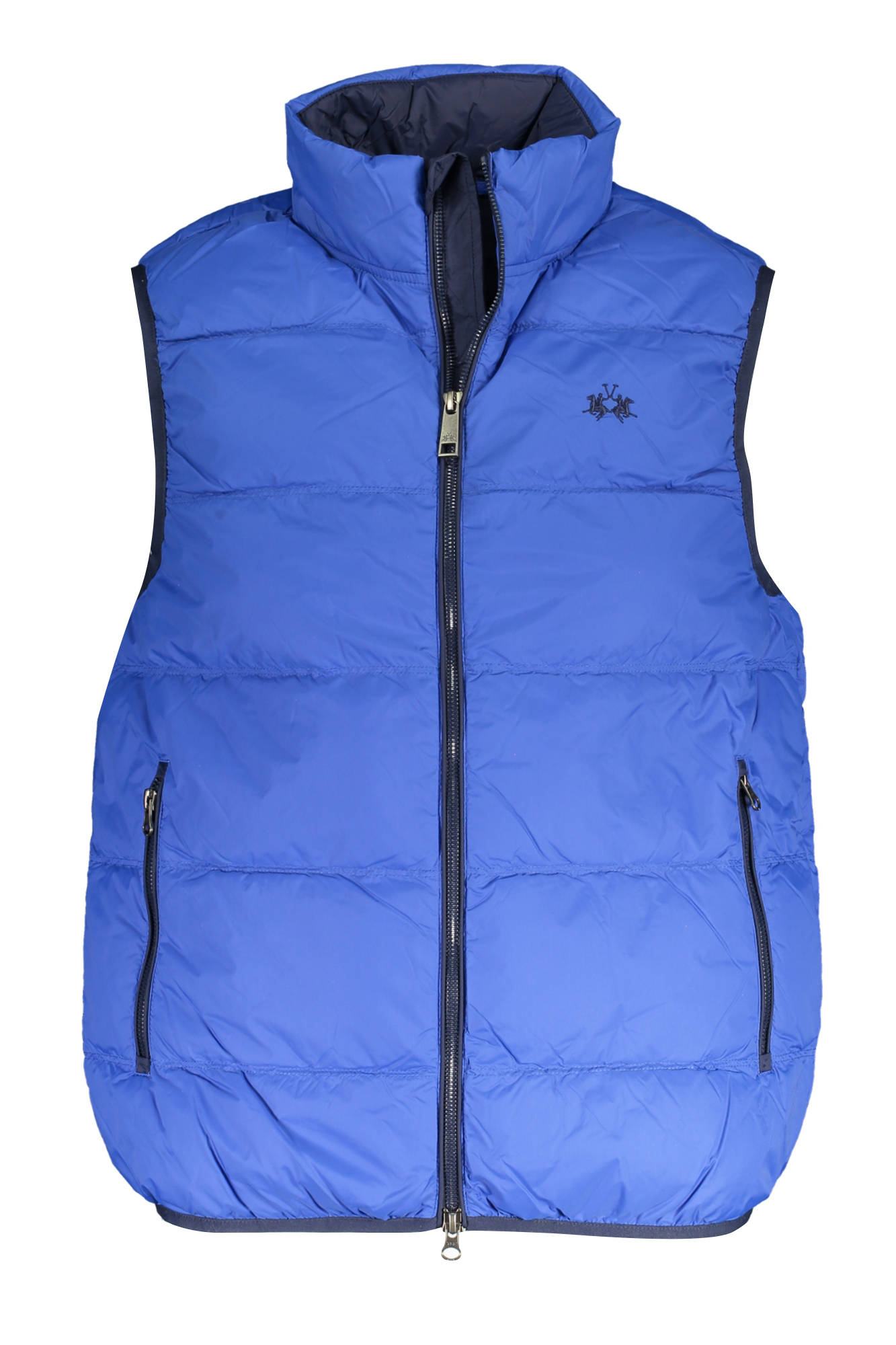 LA MARTINA Ärmellose Jacke Herren – Blaue Weste mit Stickerei & Kontrastdetails Blau