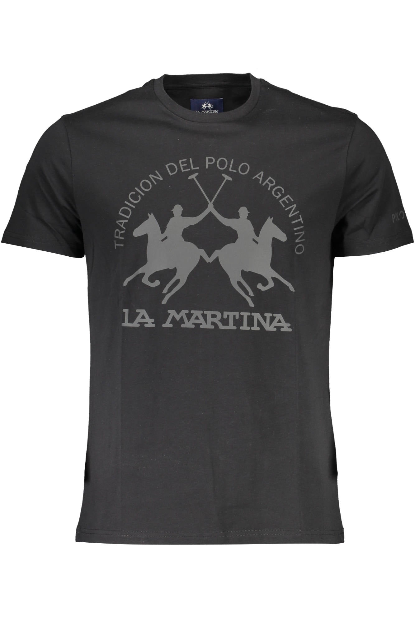 LA MARTINA Herren T-Shirt Schwarz – Kurzarm Basic aus 100% Baumwolle Schwarz