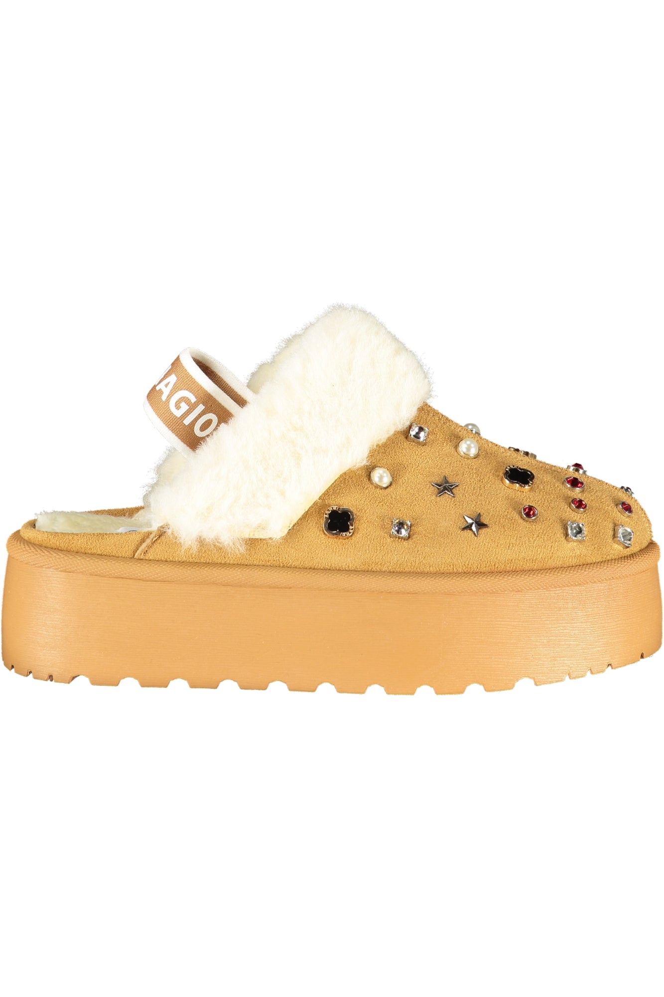 Laura Biagiotti Clogs Damen – Schwarze Winter-Clogs mit Pelz und Strass Braun