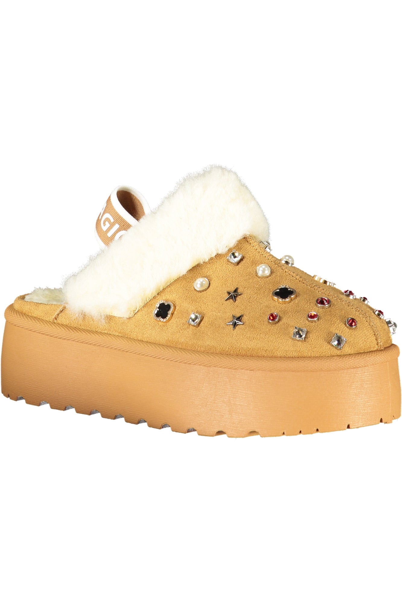 Laura Biagiotti Clogs Damen – Schwarze Winter-Clogs mit Pelz und Strass Braun