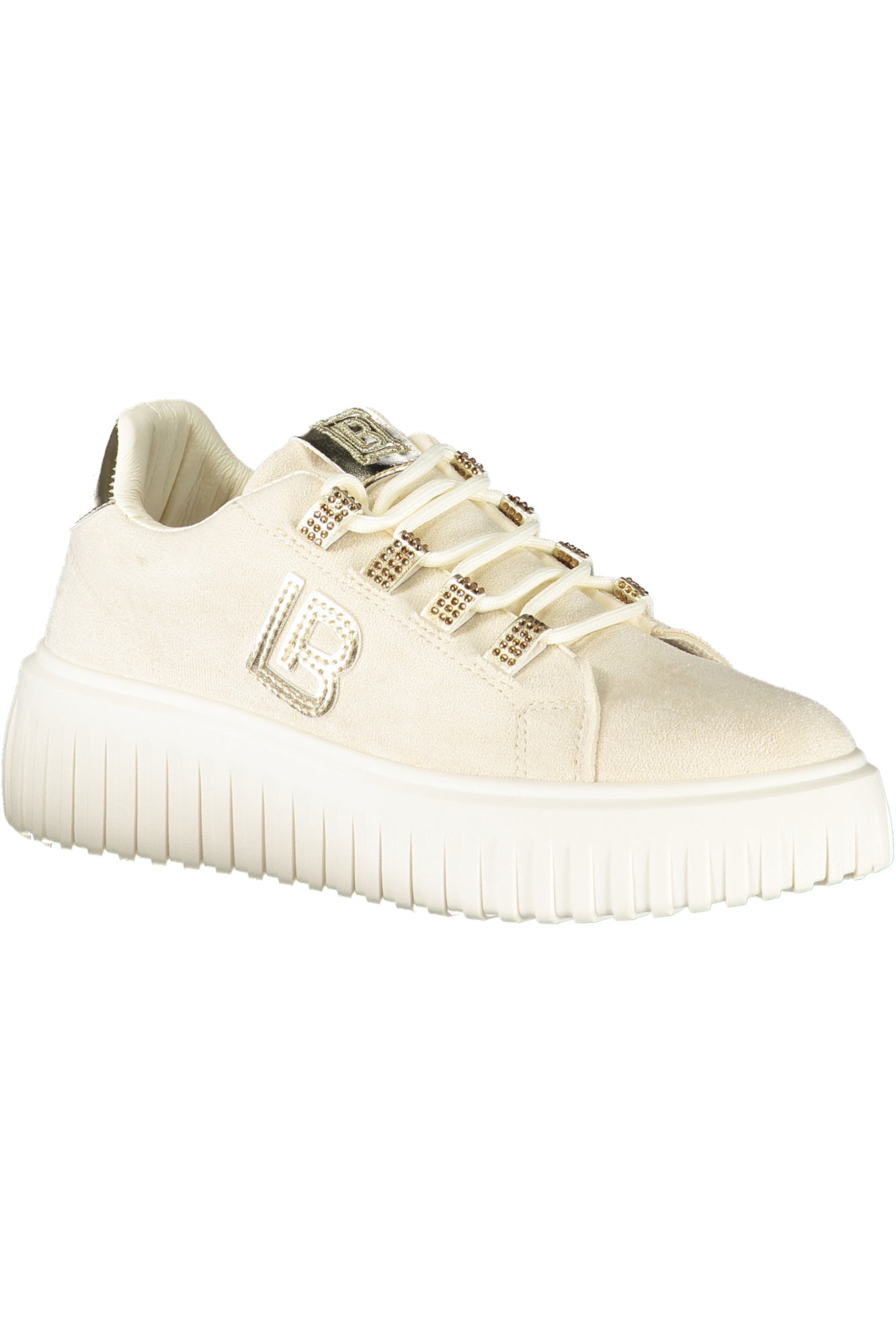 Laura Biagiotti Sneaker Damen – Beige Sportschuhe mit Plateauabsatz & Strass Zweitbild